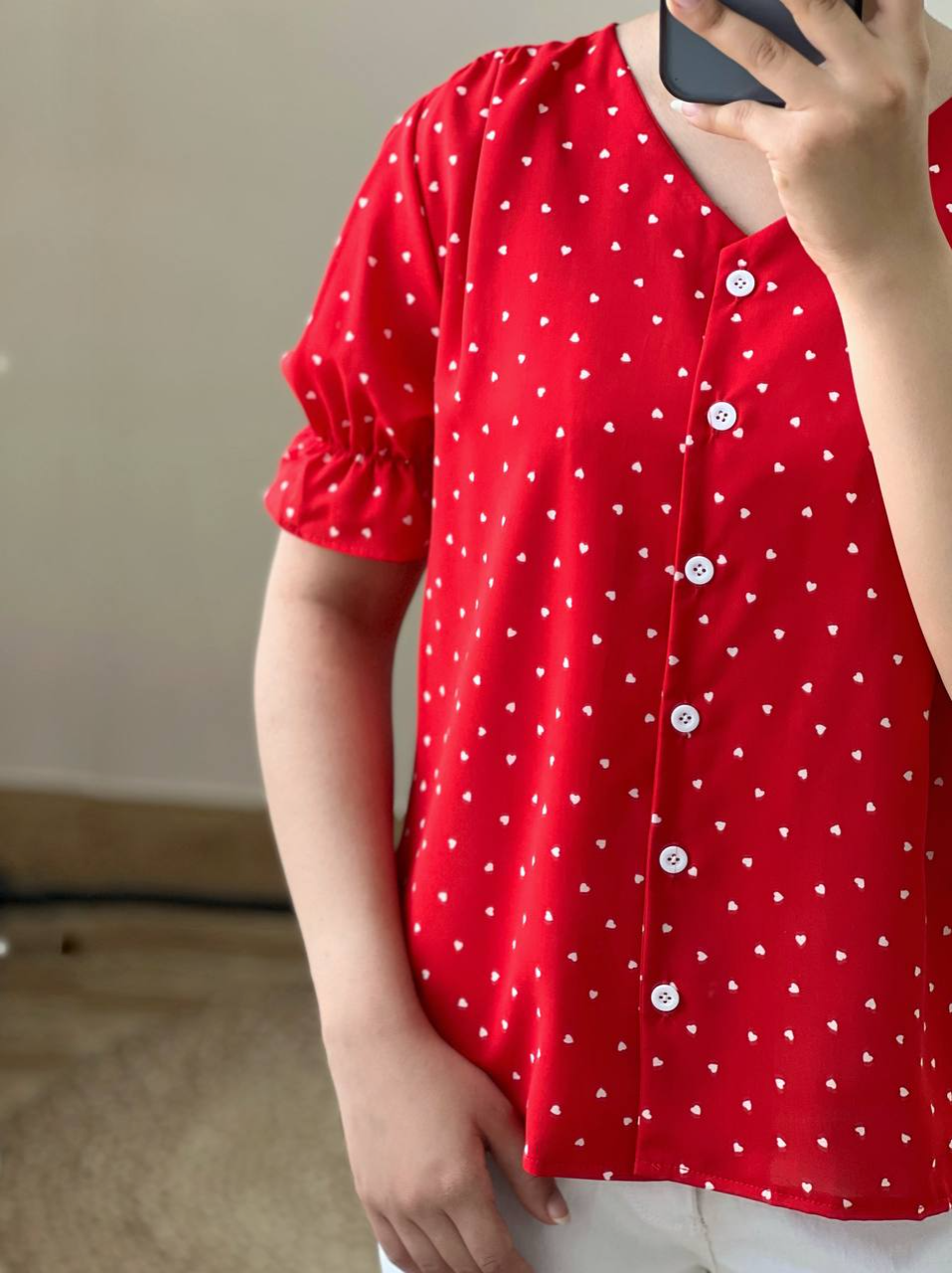 شومیز قلب جلو دکمه کد 2619