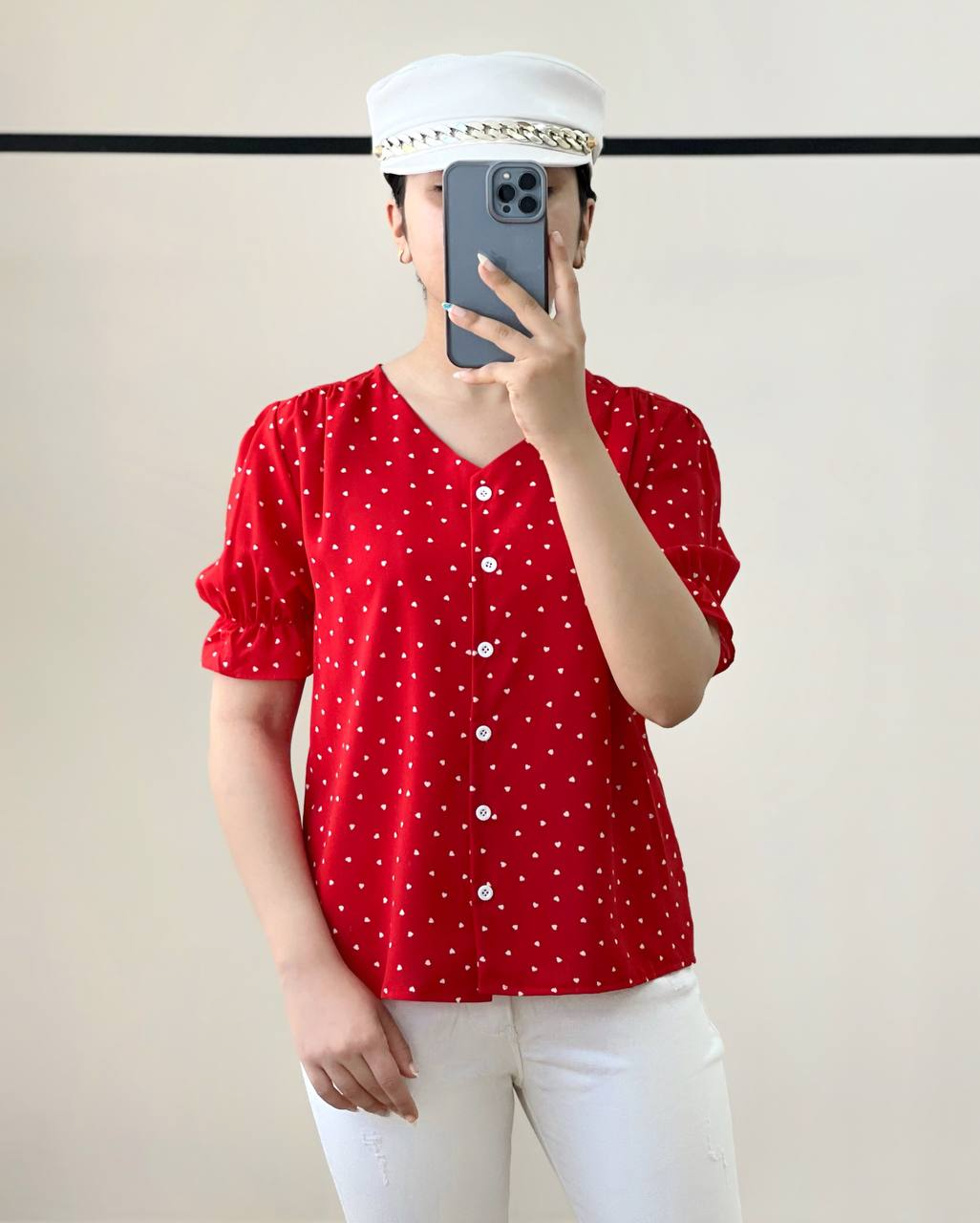 شومیز قلب جلو دکمه کد 2619