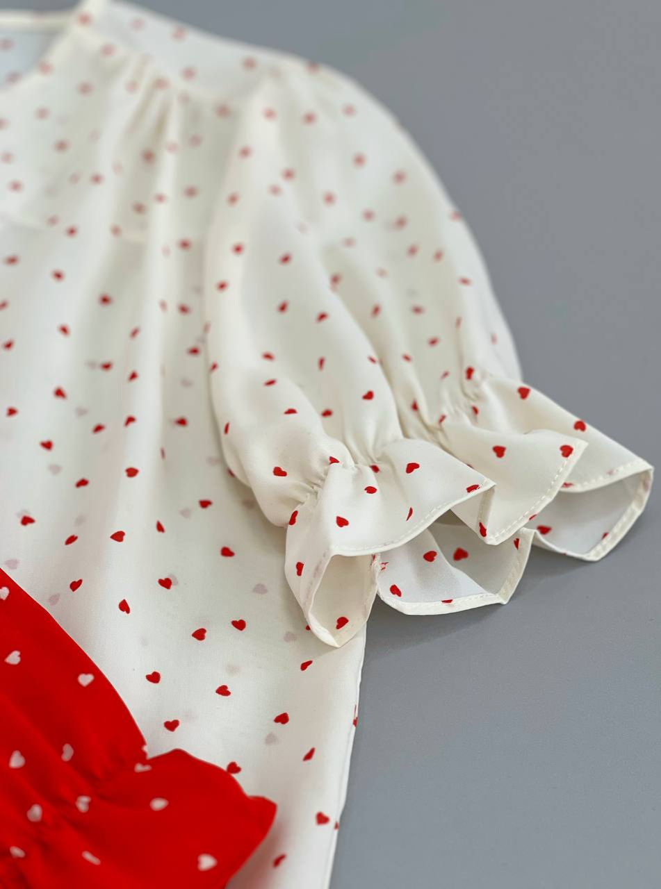 شومیز قلب جلو دکمه کد 2619