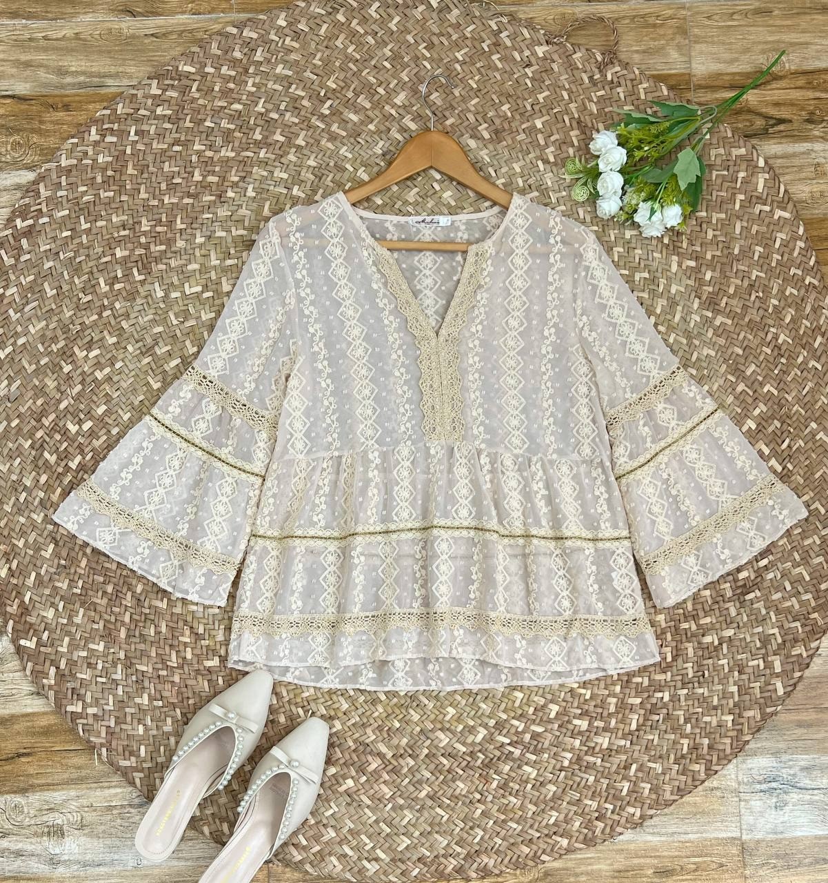 شومیز حریر تمام گلدوزی شده کد 2624