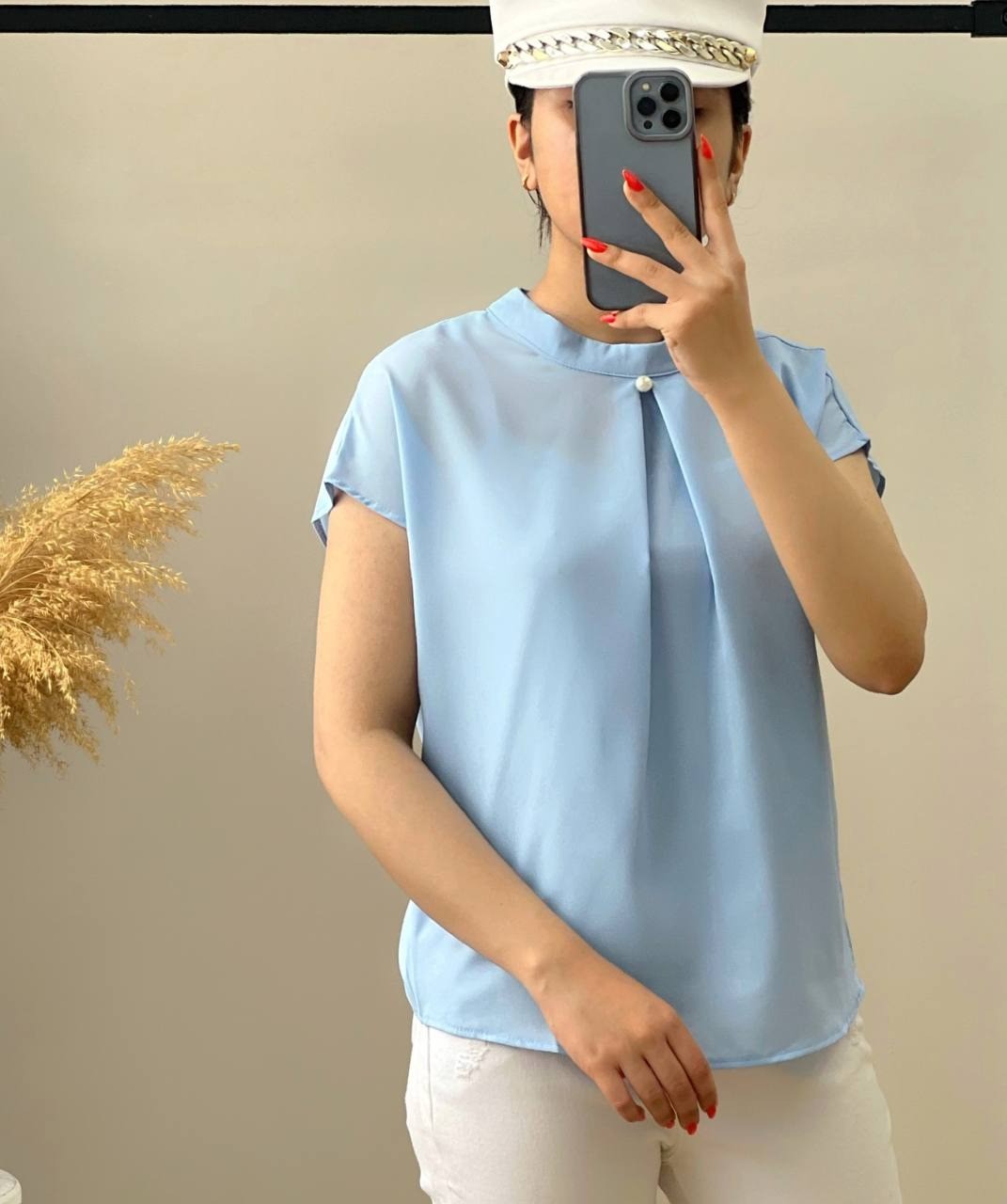 شومیز کرپ یقه مروارید کد 2625