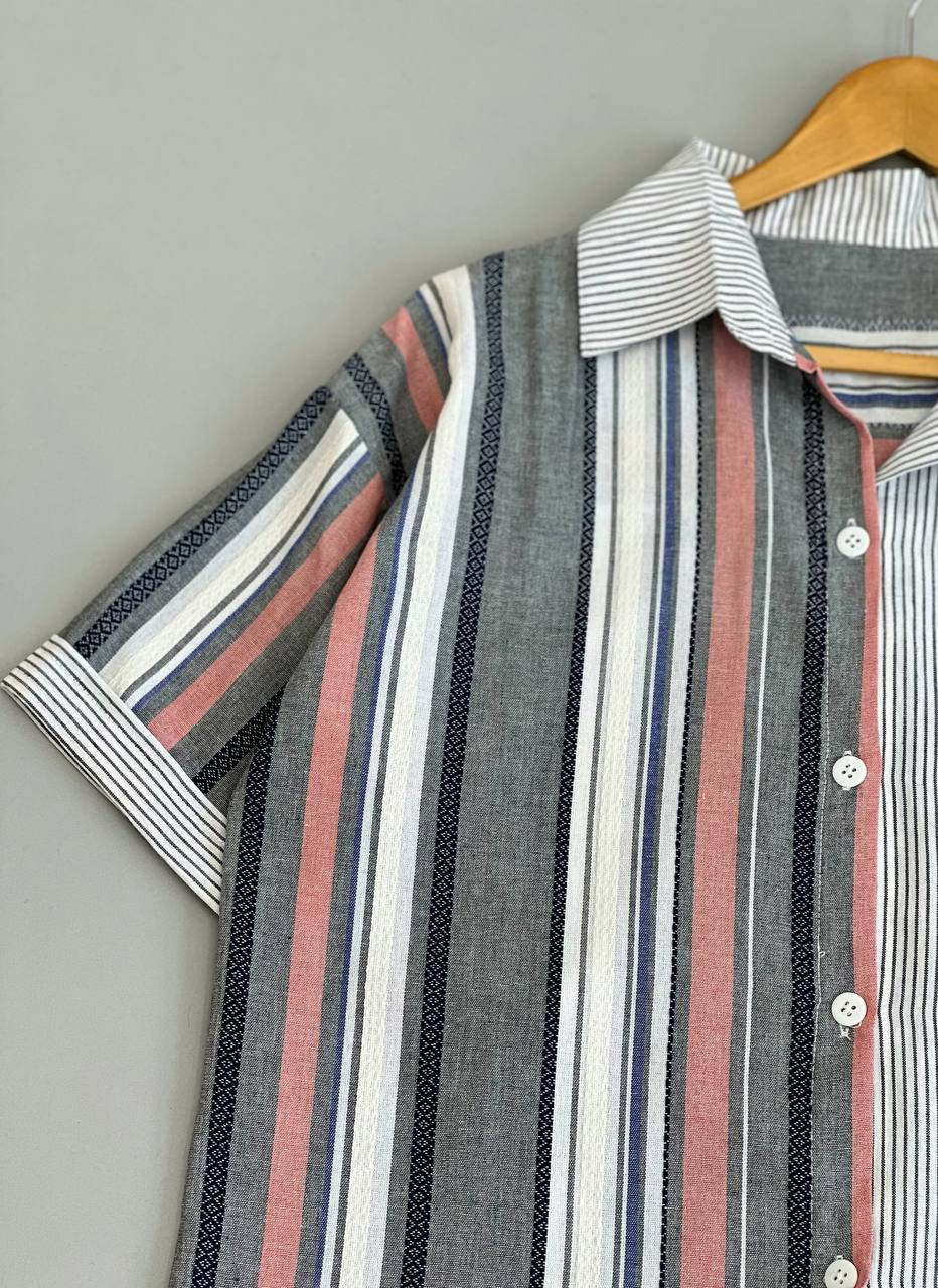 شومیز راه راه جلو دکمه کد 2628