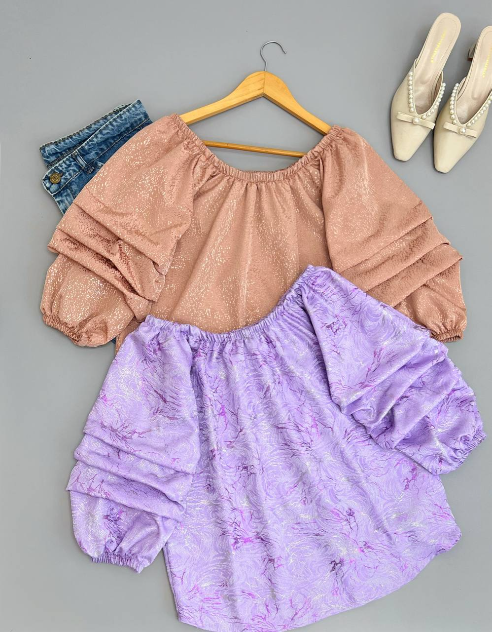 شومیز ژاکارد آستین پله کد 2631