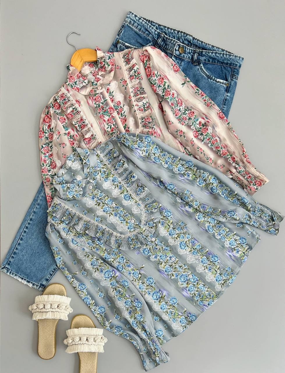 شومیز کرپ گلدار کد 2655