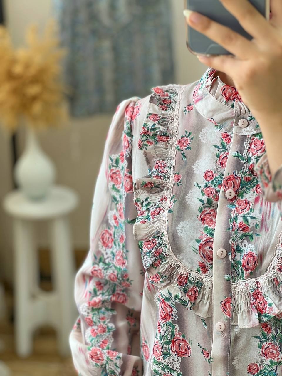 شومیز کرپ گلدار کد 2655