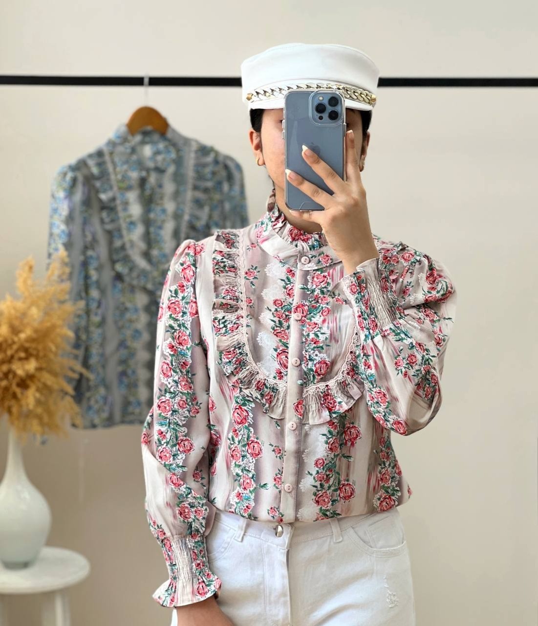 شومیز کرپ گلدار کد 2655