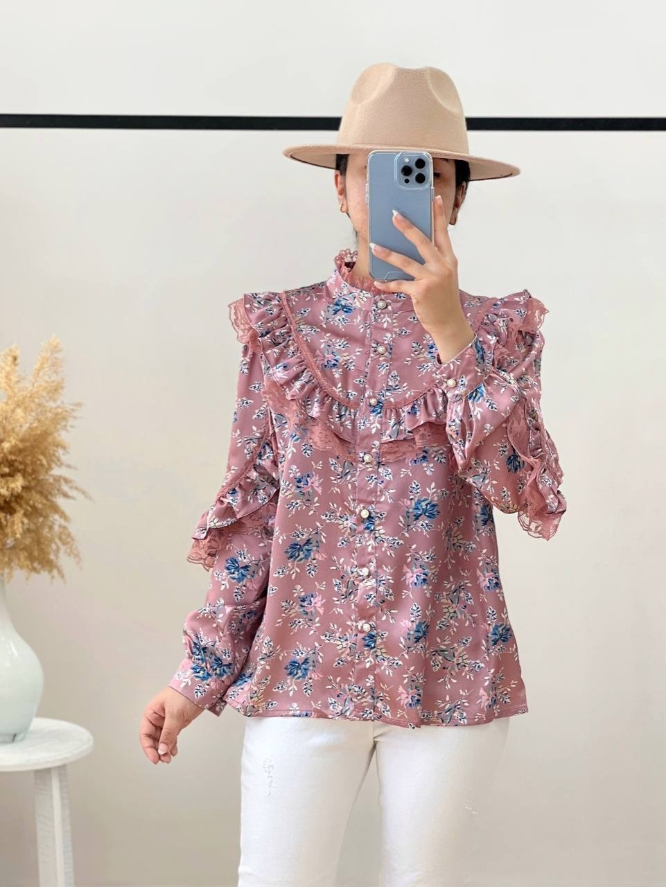 شومیز ساتن جلو چین کد 2658