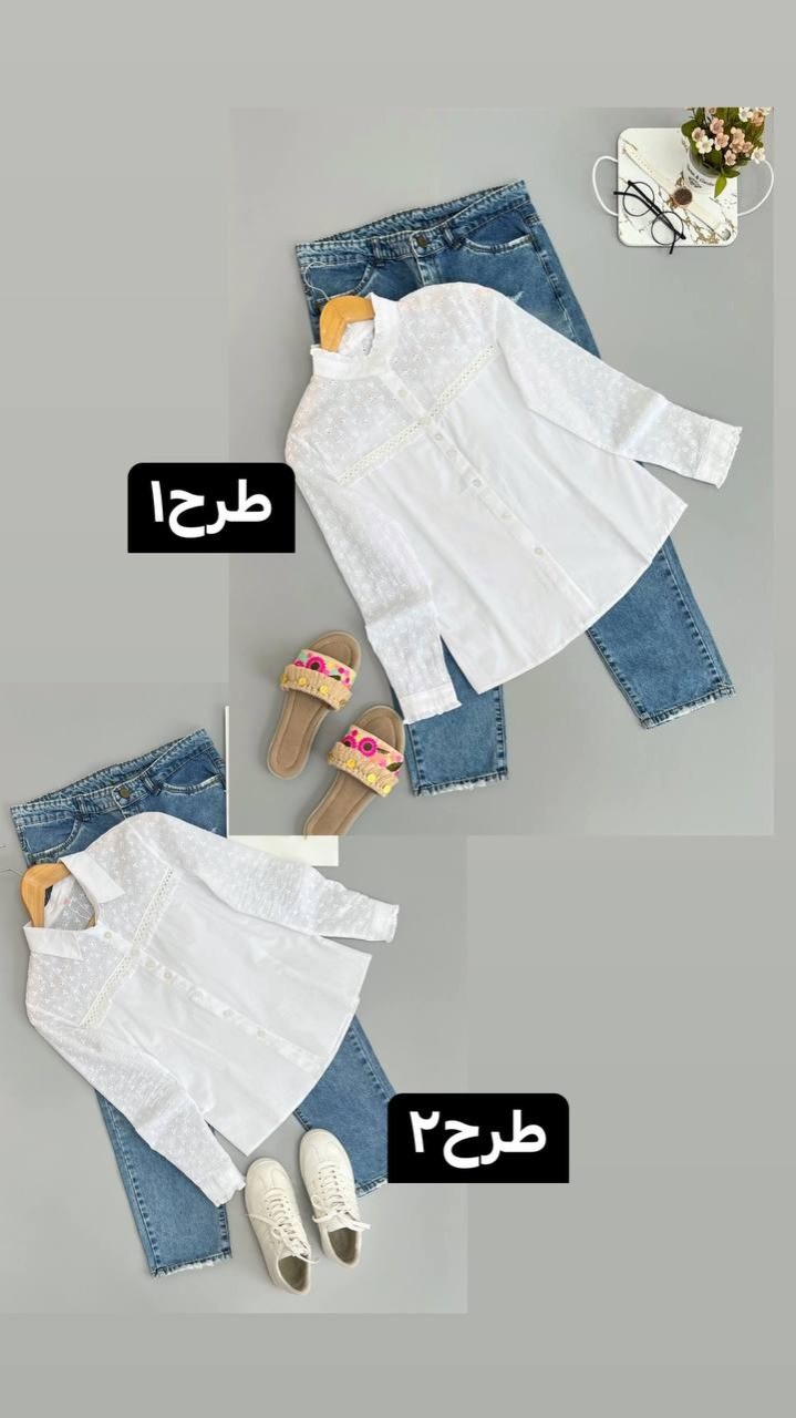 شومیز کتان کاغذی با آستین خامه دوزی کد 2663