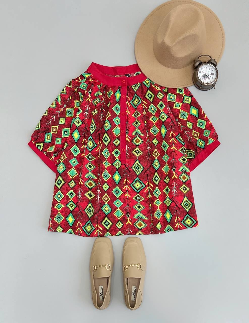 شومیز یقه بلیطی نخی کد 2669