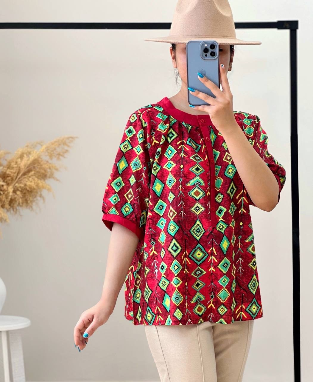 شومیز یقه بلیطی نخی کد 2669