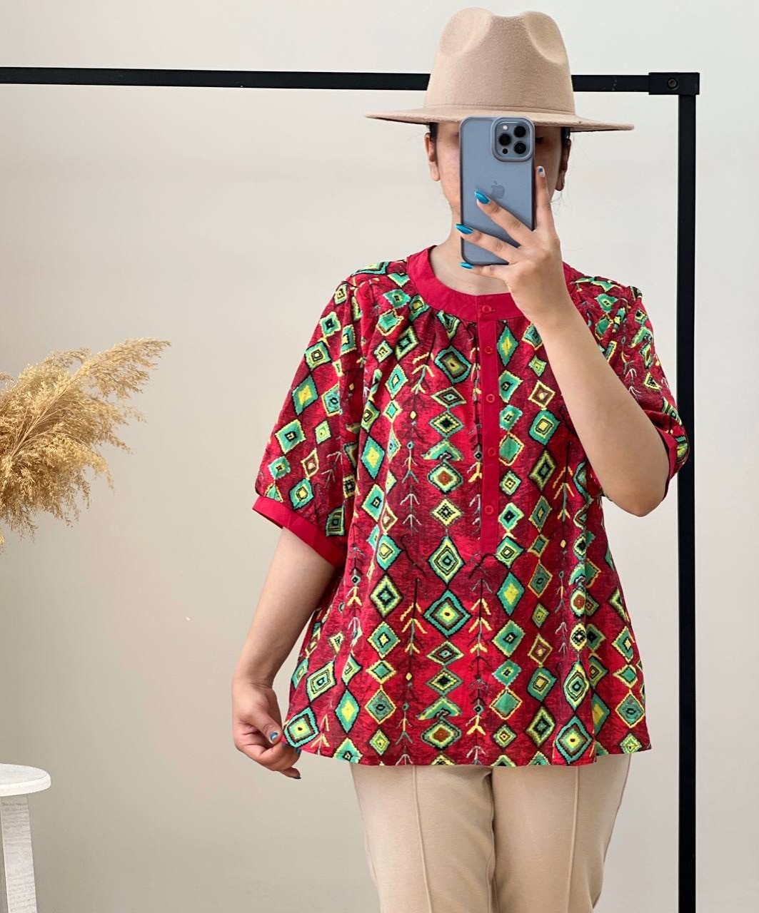 شومیز یقه بلیطی نخی کد 2669