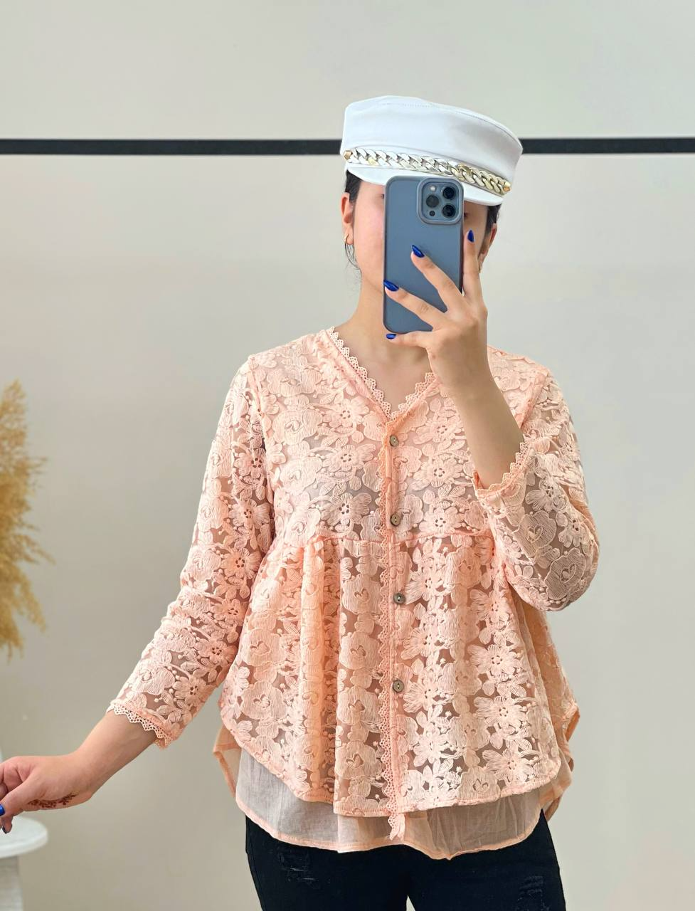 شومیز گیپور جلو دکمه کد 2676