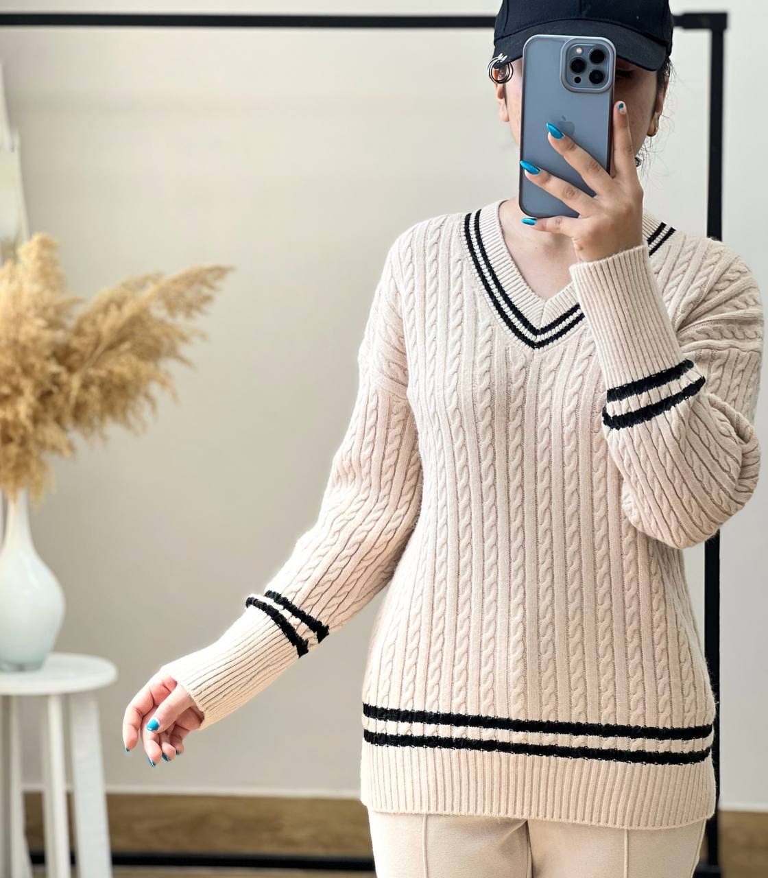 پلیور بافت زنجیری یقه هفت کد 2697