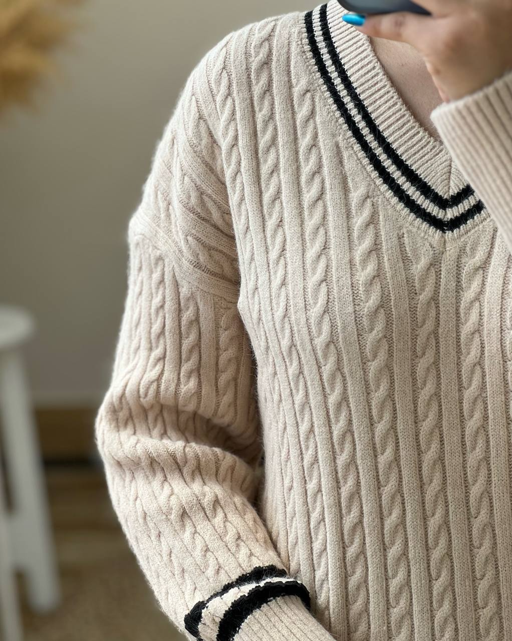 پلیور بافت زنجیری یقه هفت کد 2697