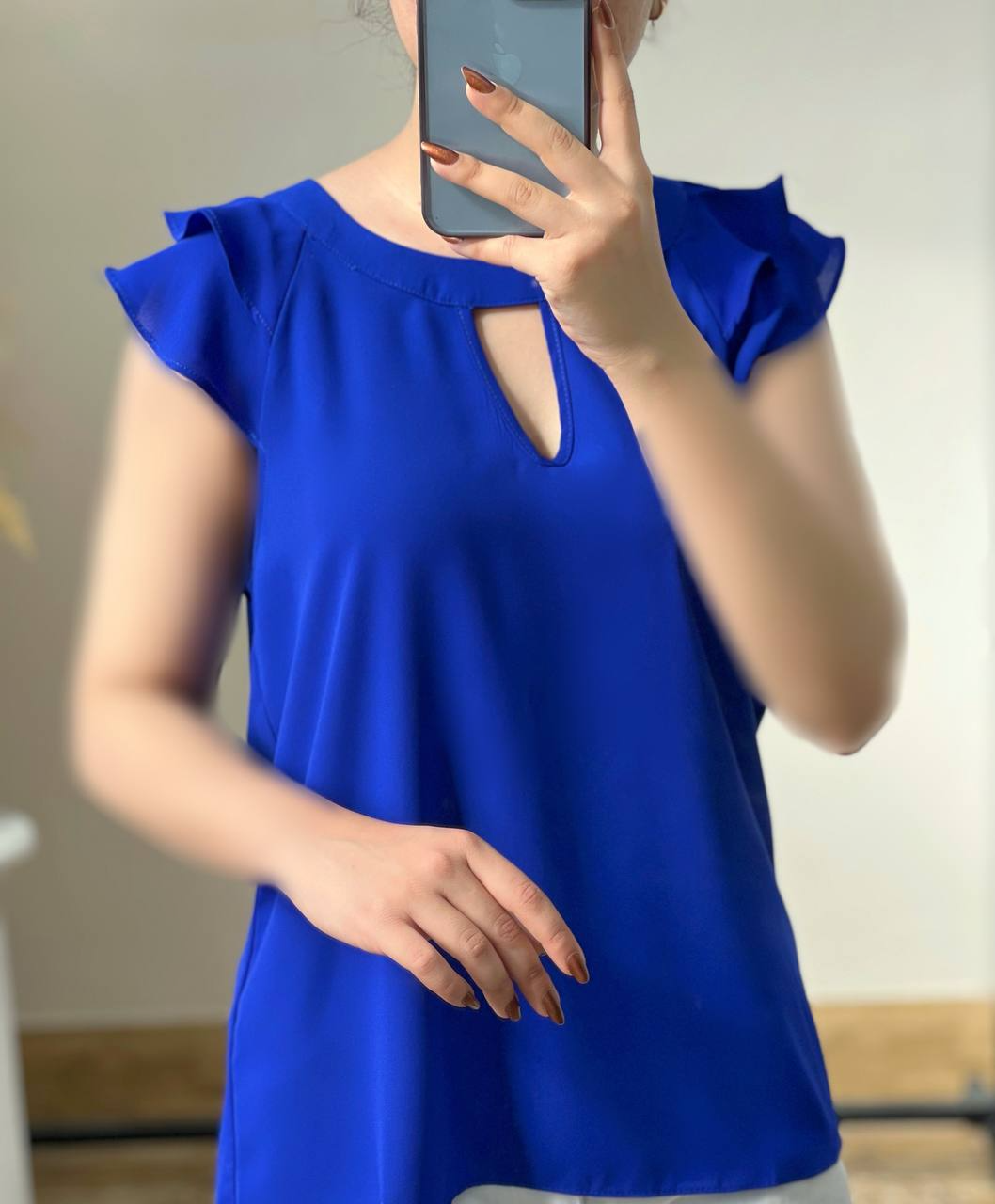 تاپ حلقه آستین چین دار کد 2734