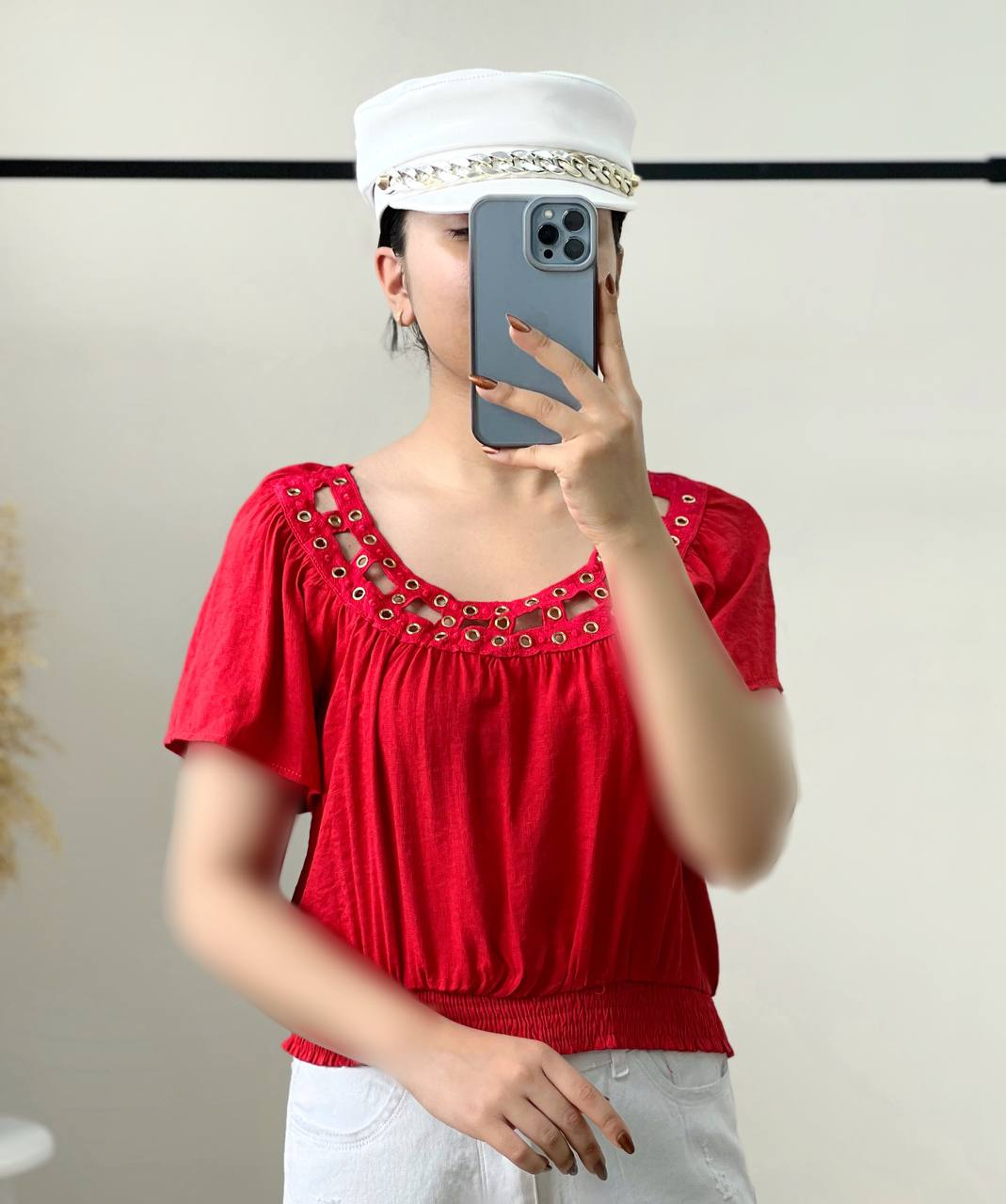 شومیز لینن پایین کش کد 2735