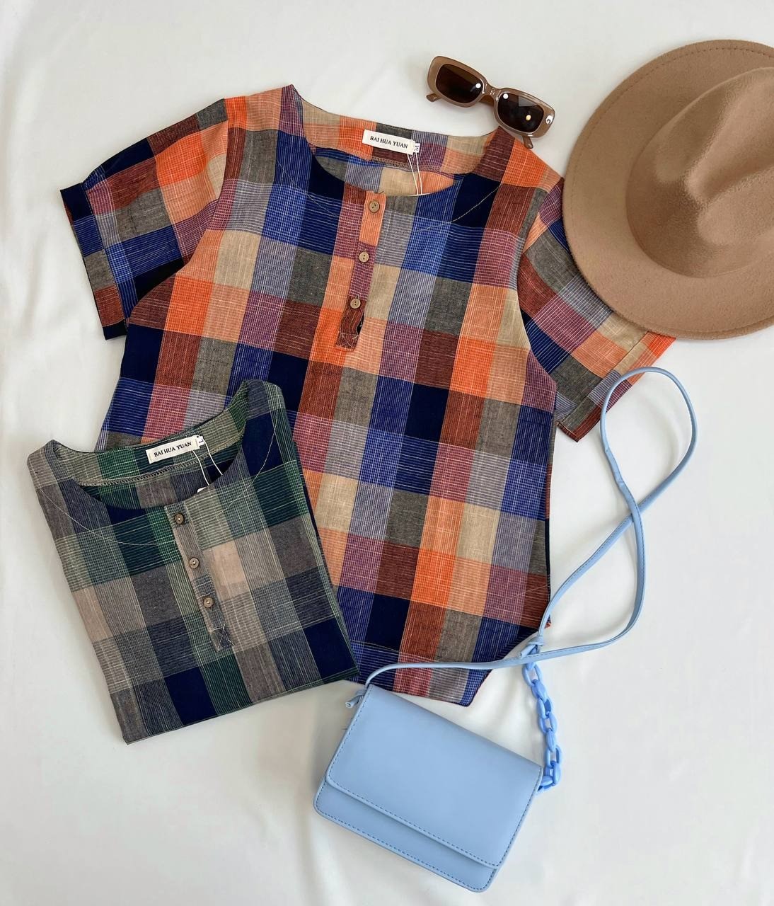 شومیز چهارخونه بغل چاک کد 2740