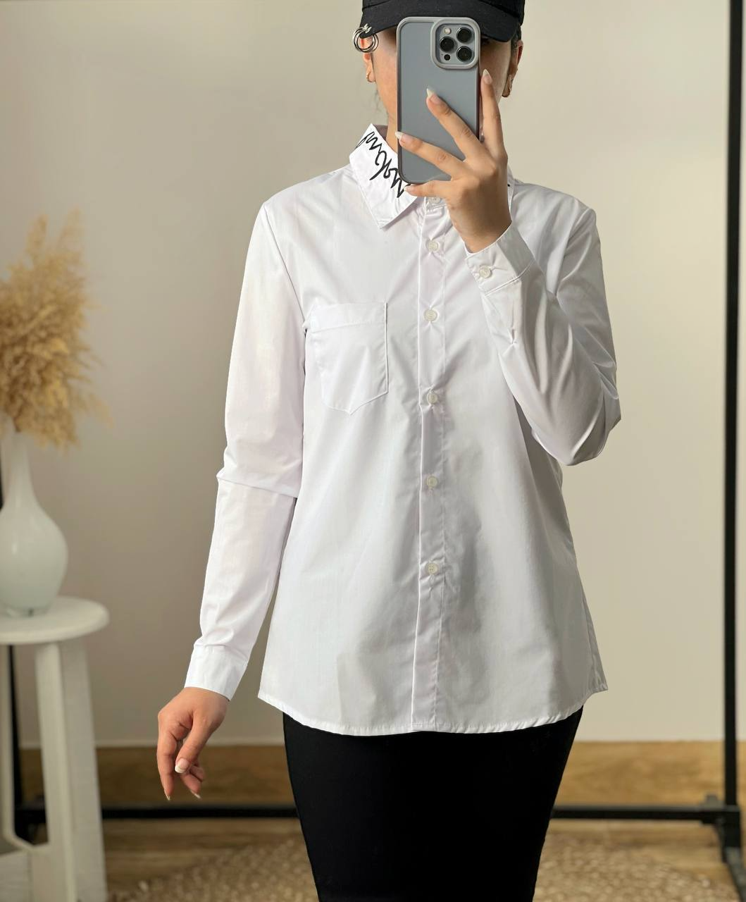 شومیز سفید یقه گلدوزی کد 2744