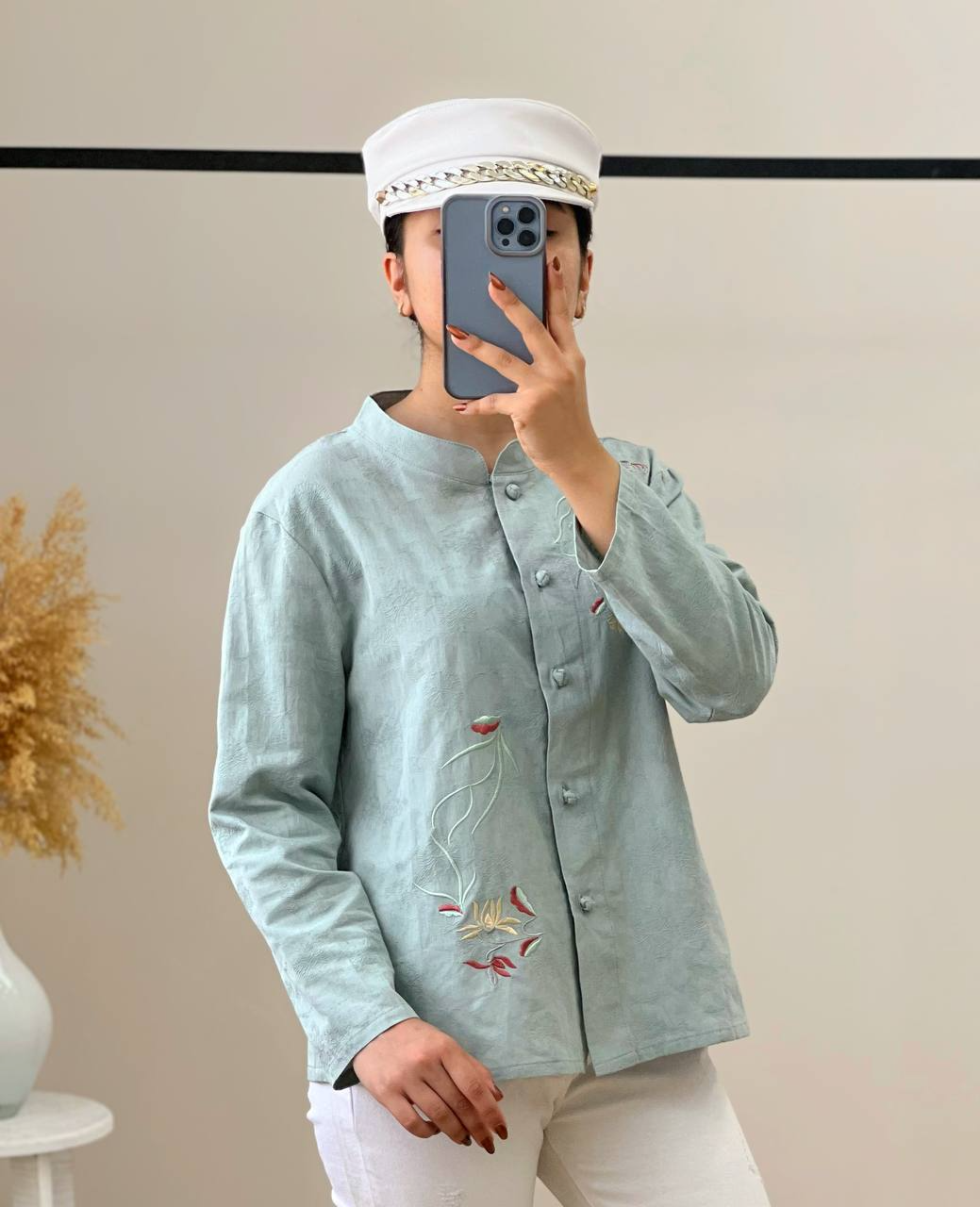 شومیز جلو دکمه گلدوزی شده کد 2748