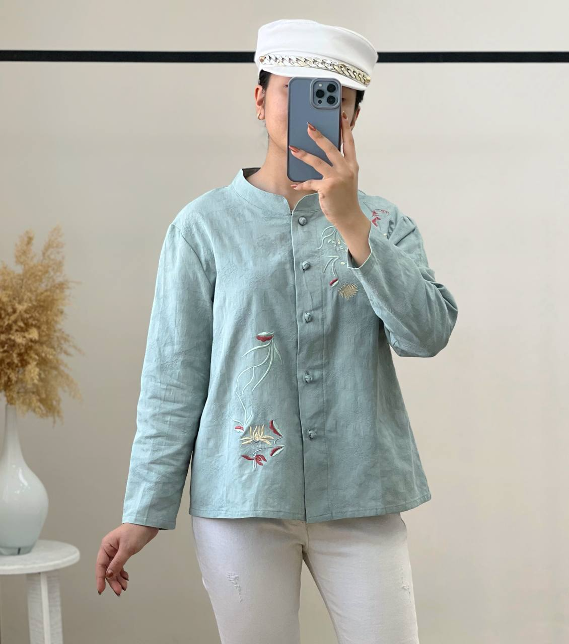 شومیز جلو دکمه گلدوزی شده کد 2748