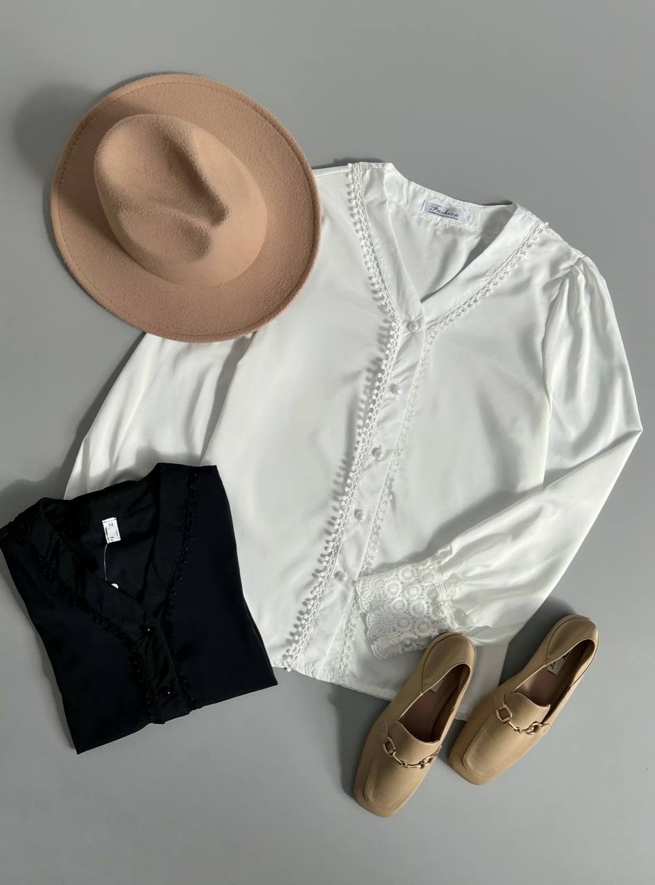 شومیز کرپ نوار گیپور کد2757