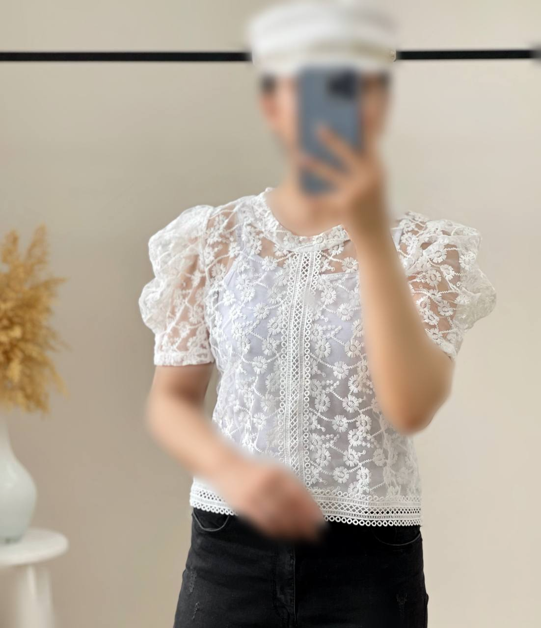 شومیز آستین پف تمام گلدوزی کد 2759