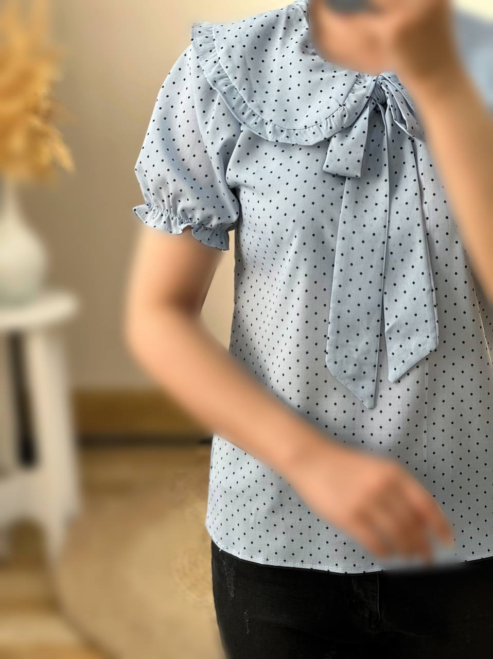 شومیز کرپ حریر جلو پاپیون کد 2763