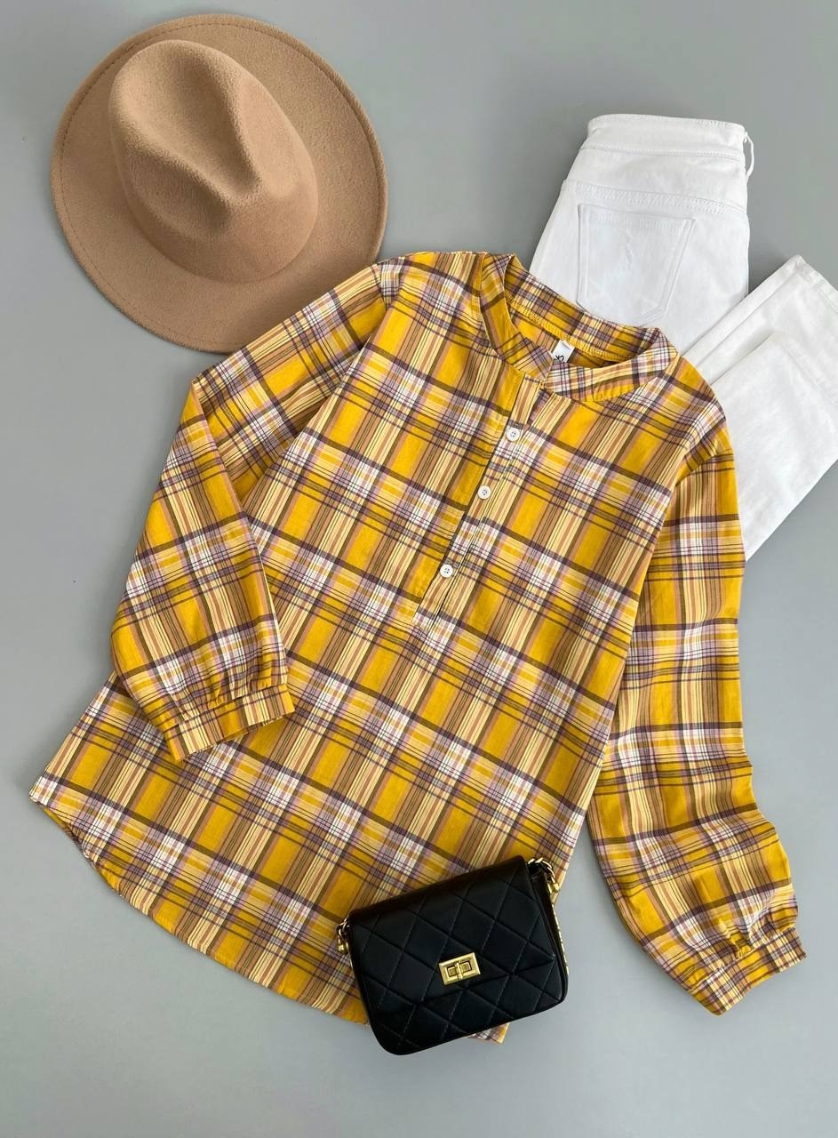 شومیز چهارخونه جلو بسته کد 2764