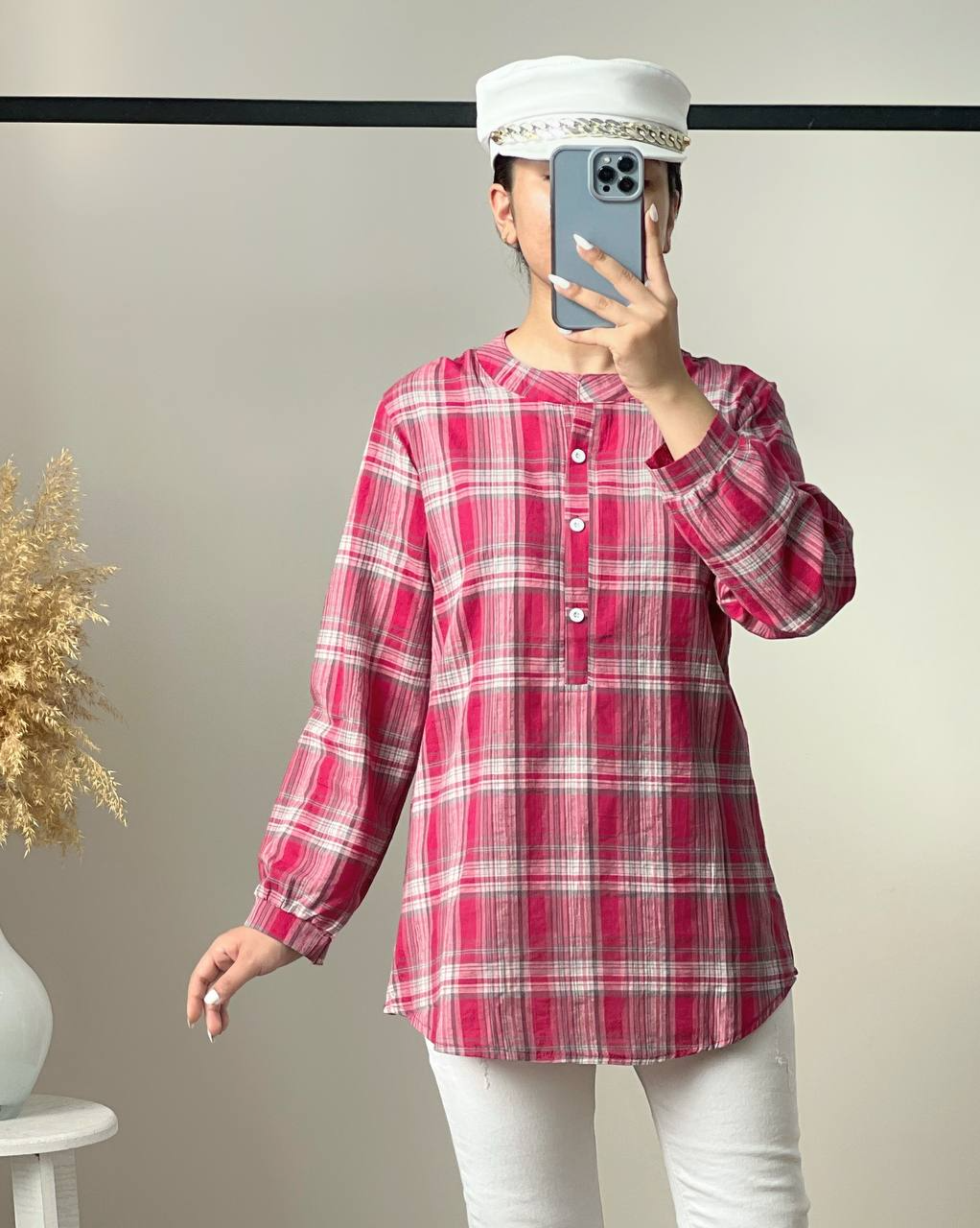 شومیز چهارخونه جلو بسته کد 2764