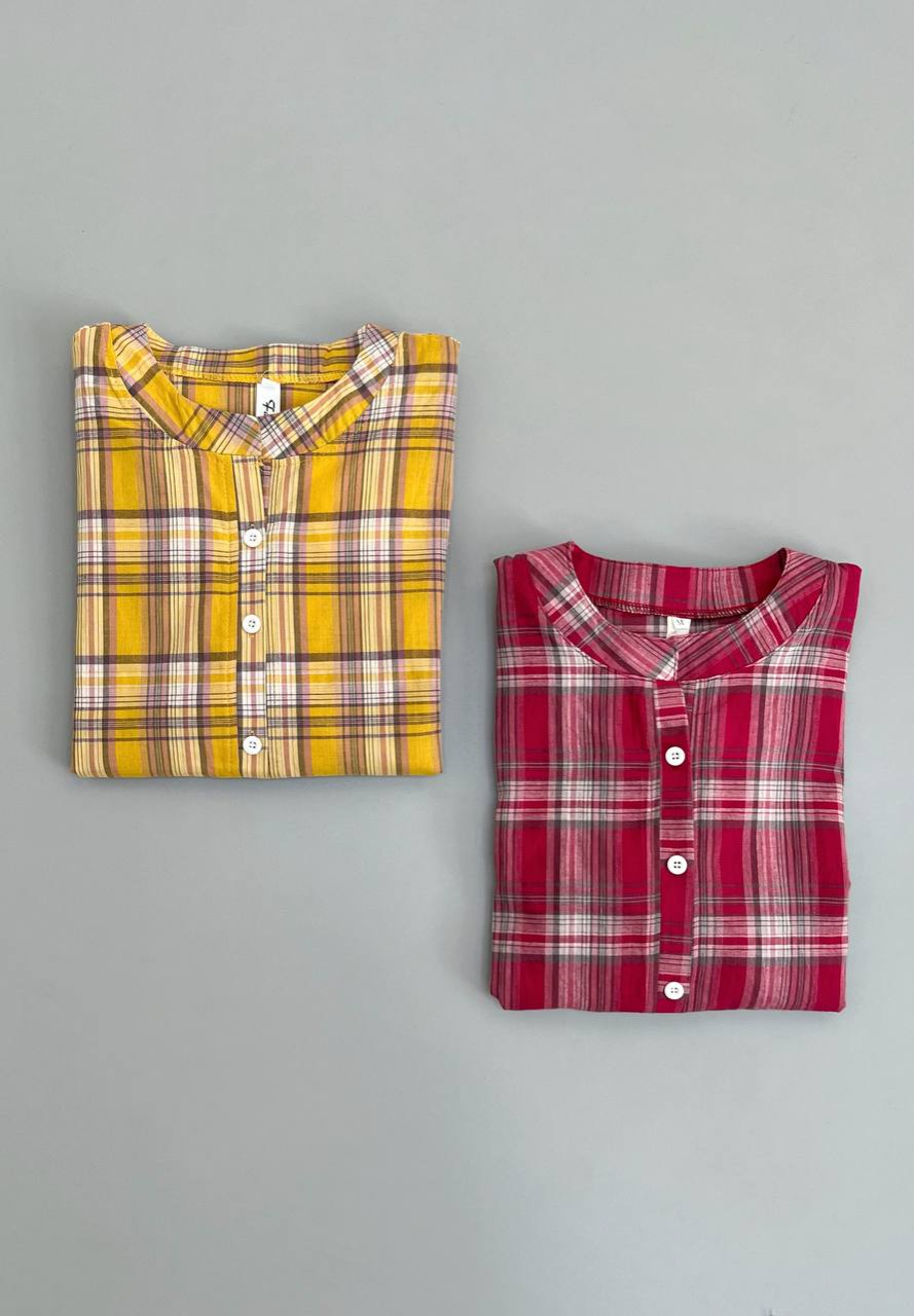 شومیز چهارخونه جلو بسته کد 2764