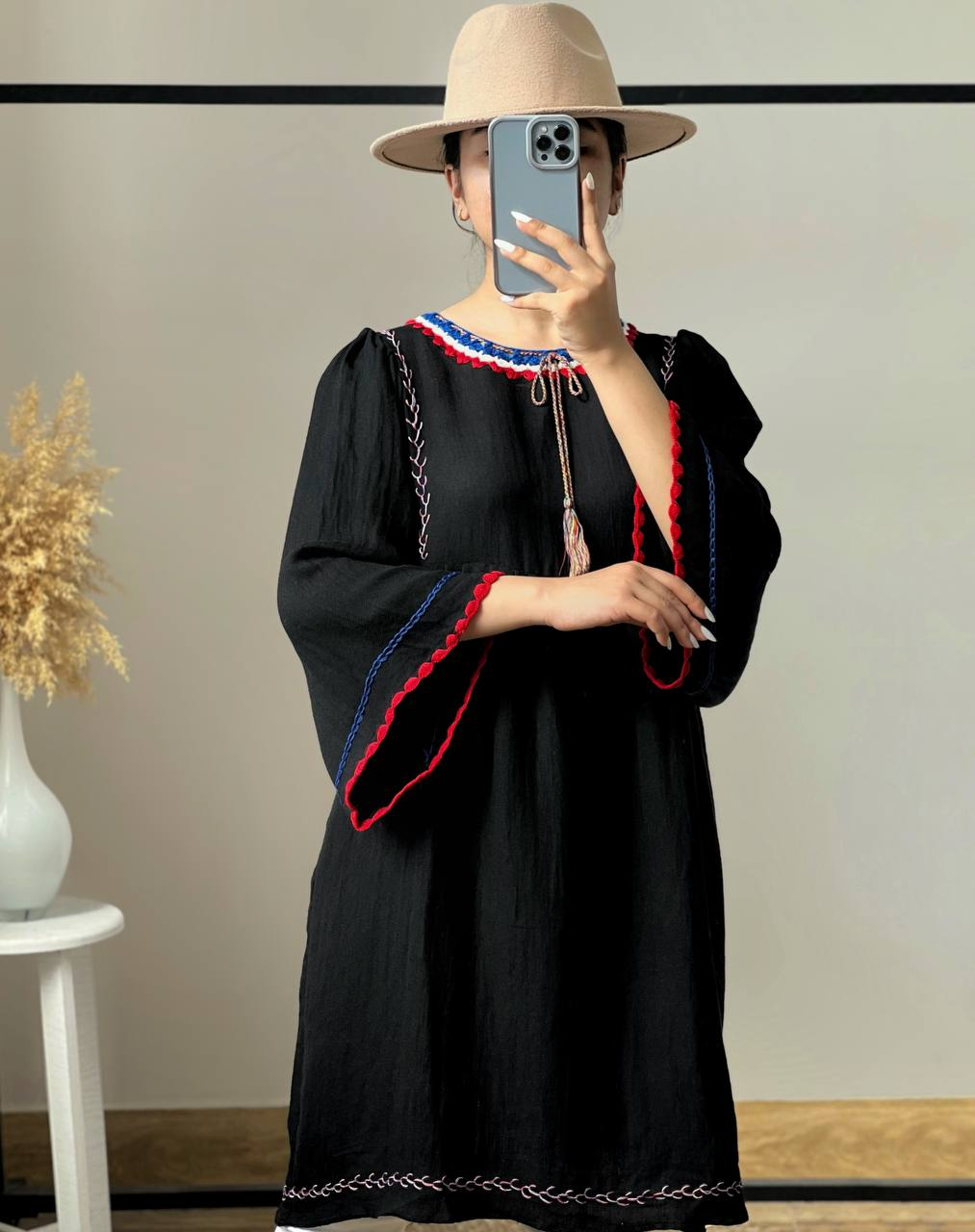 پیراهن مانتویی کنف نخ منگوله دار کد 2770