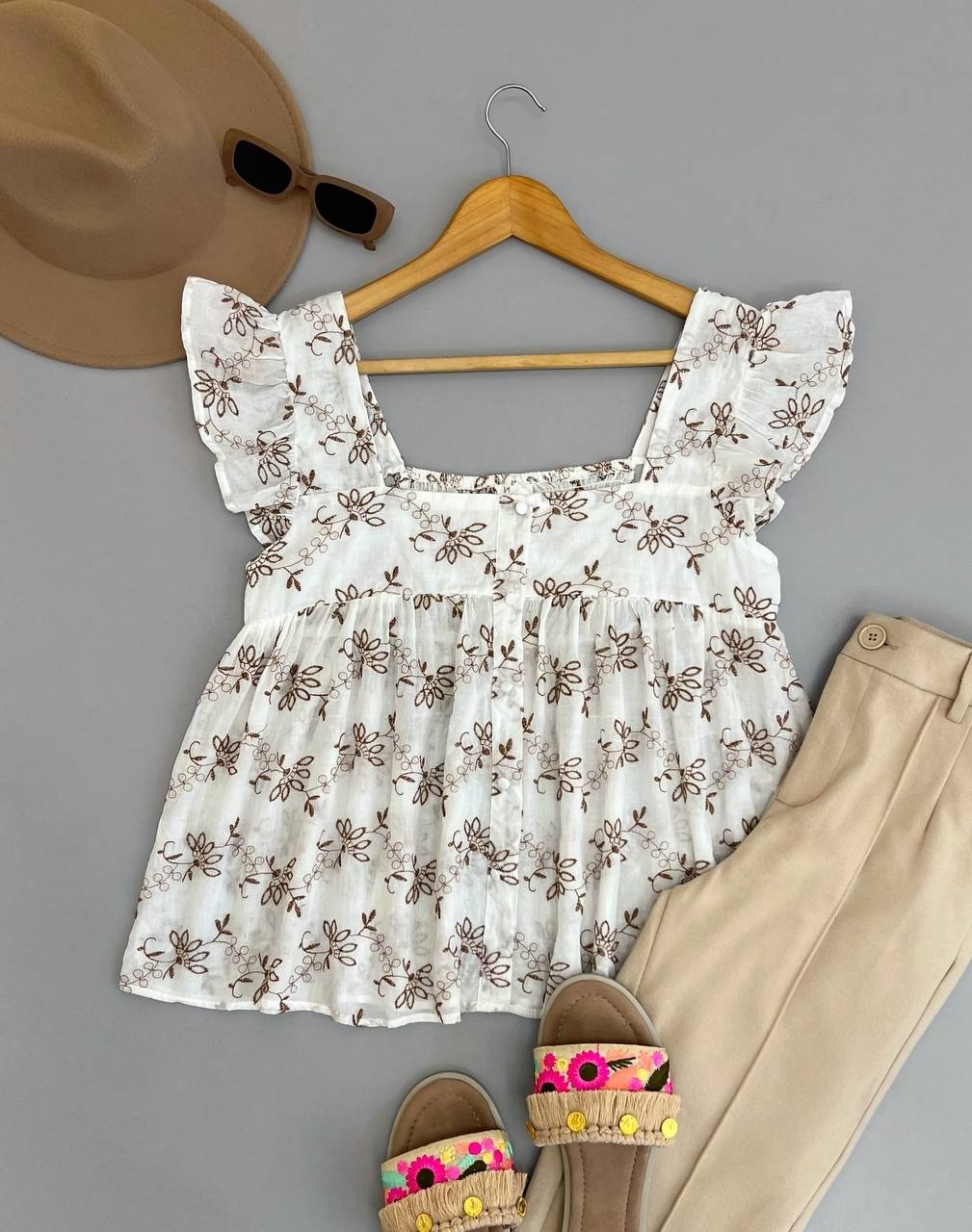 تاپ استین چین خامه دوزی کد 2775