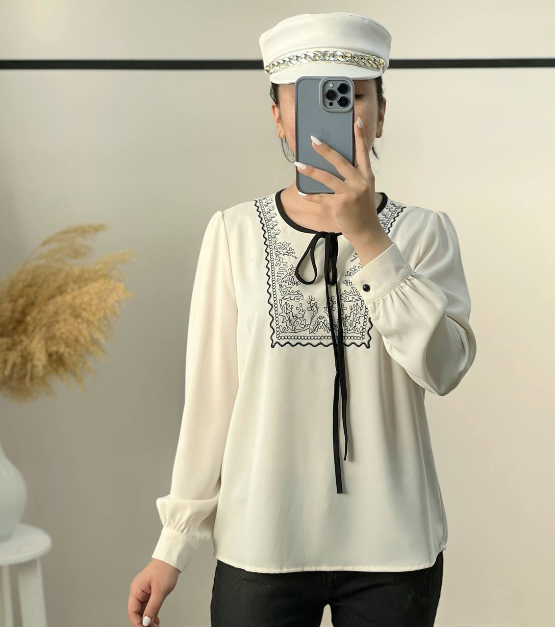 شومیز کرپ گلدوزی کد 2790