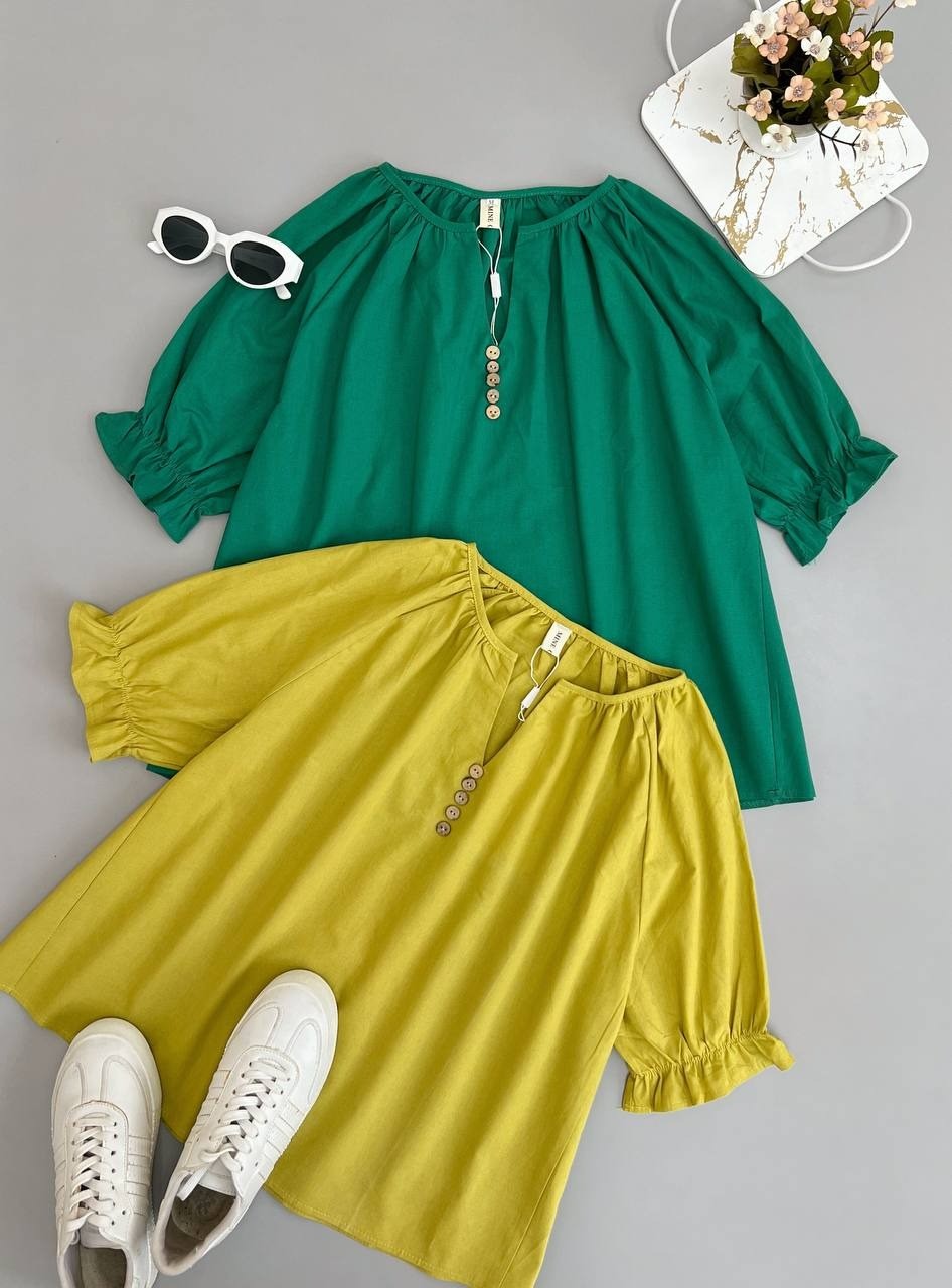 شومیز لینن دکمه چوبی کد 2792