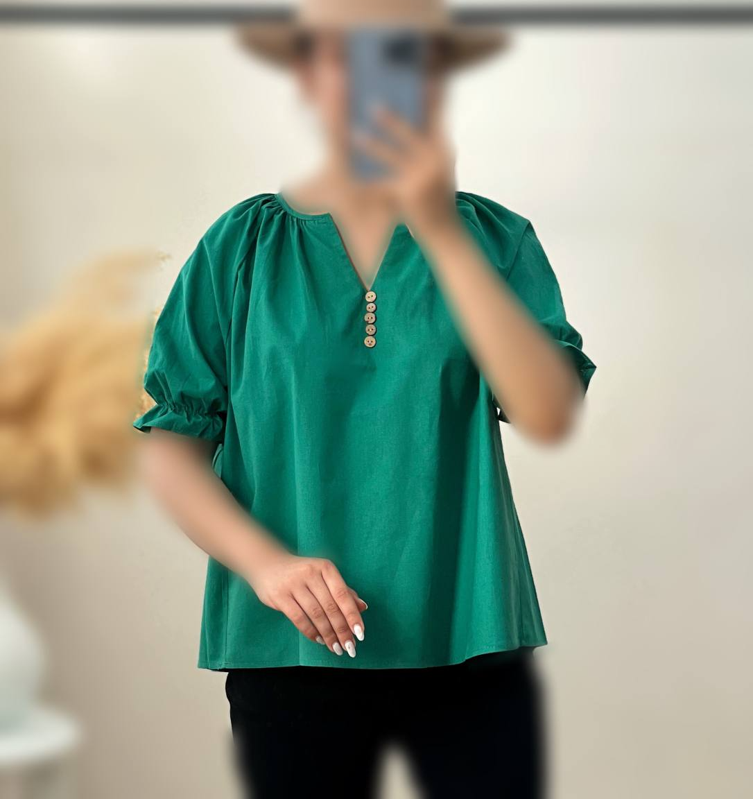 شومیز لینن دکمه چوبی کد 2792