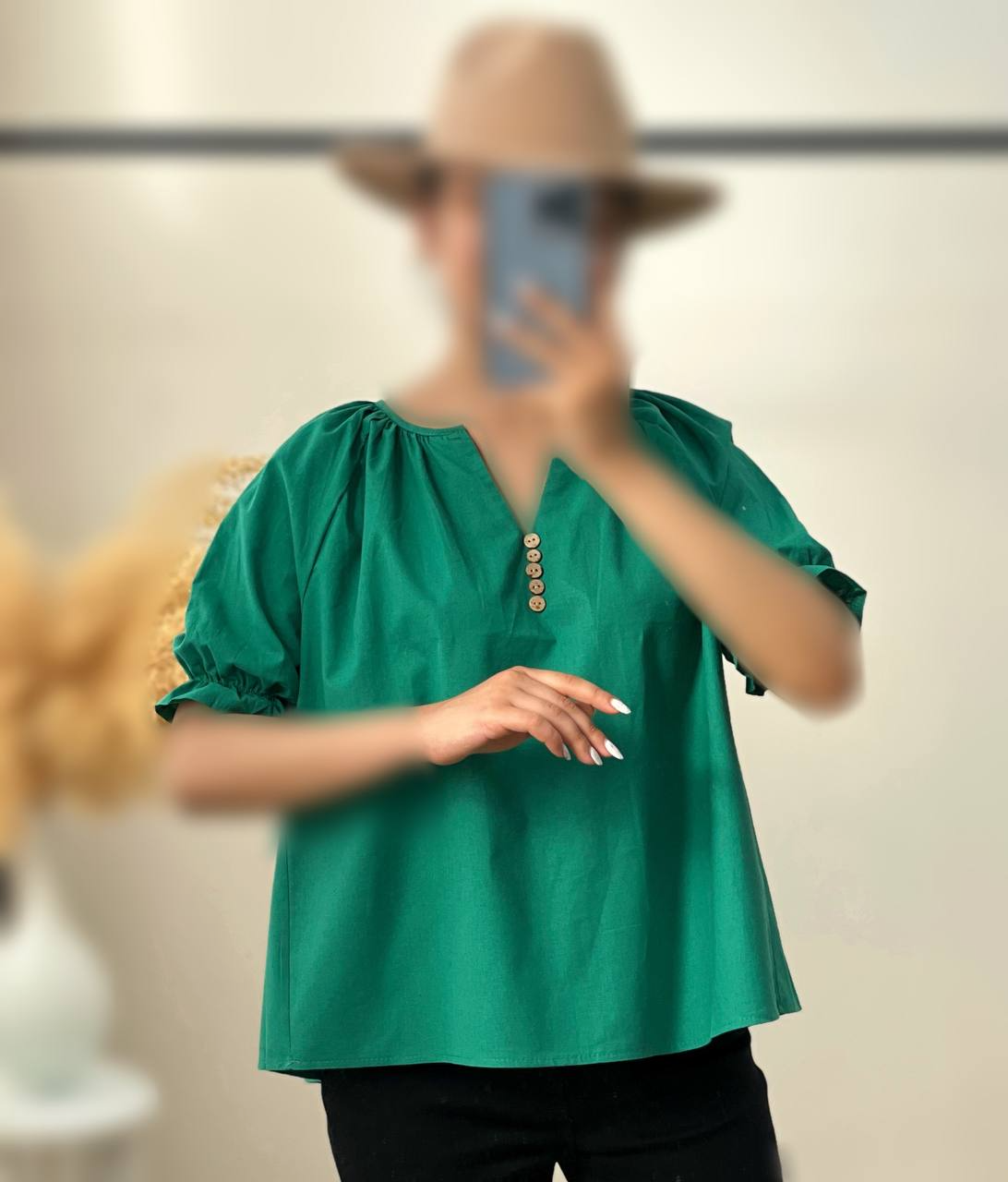 شومیز لینن دکمه چوبی کد 2792