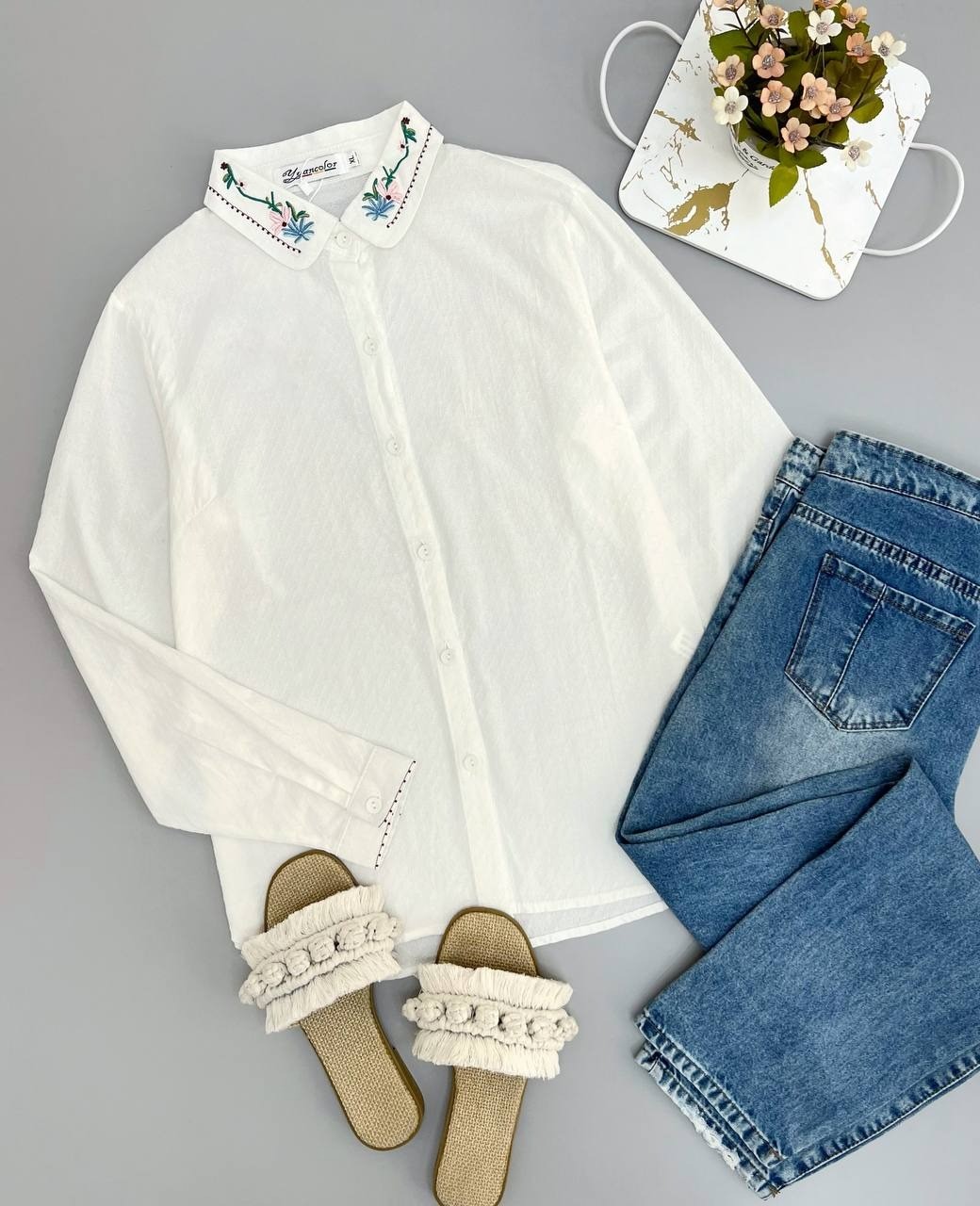 شومیز کنف یقه گلدوزی کد 2793