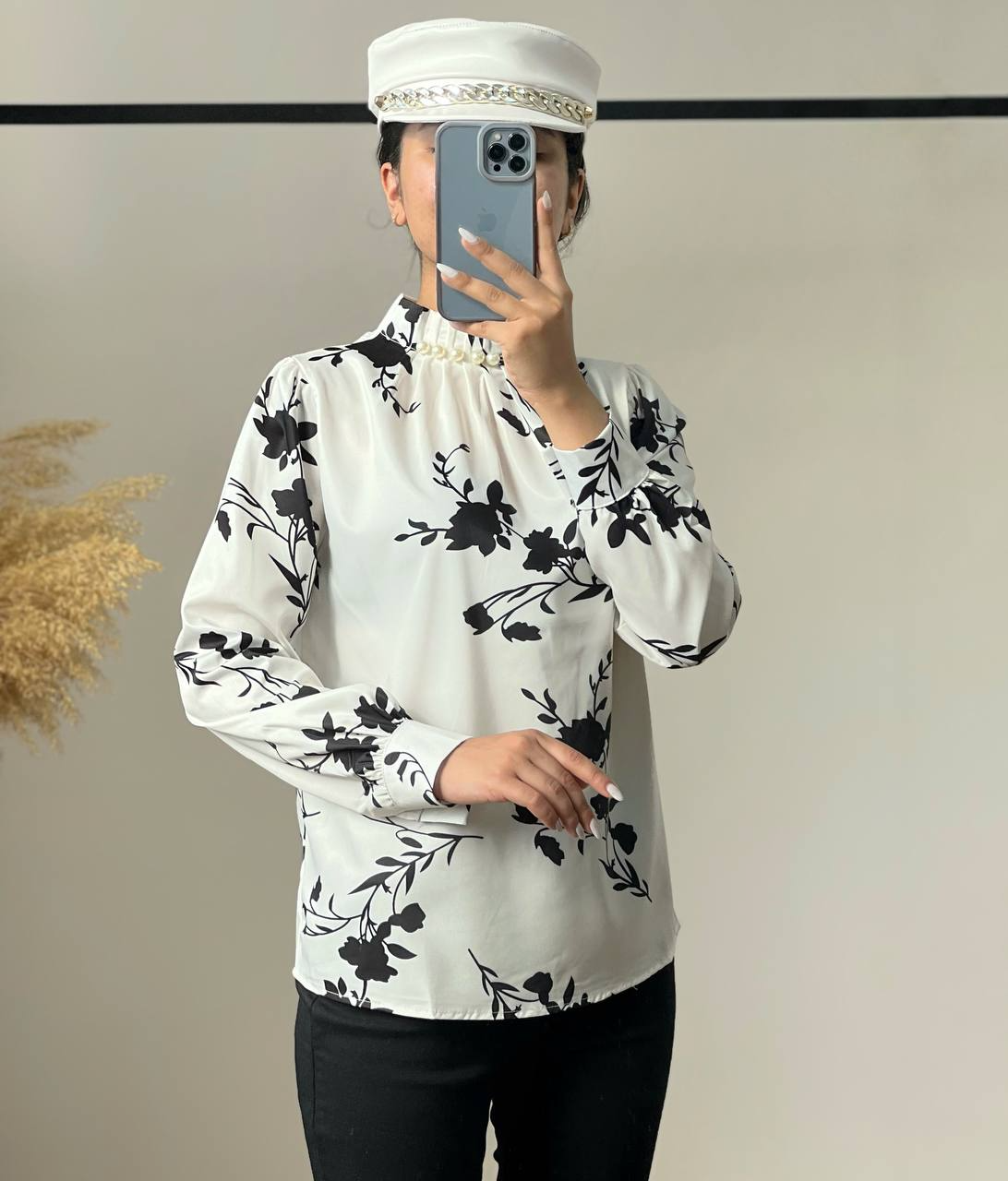 شومیز گلدار یقه مروارید کد 2795