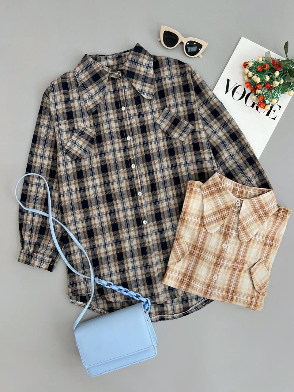 شومیز نخ چهارخونه کد 2797