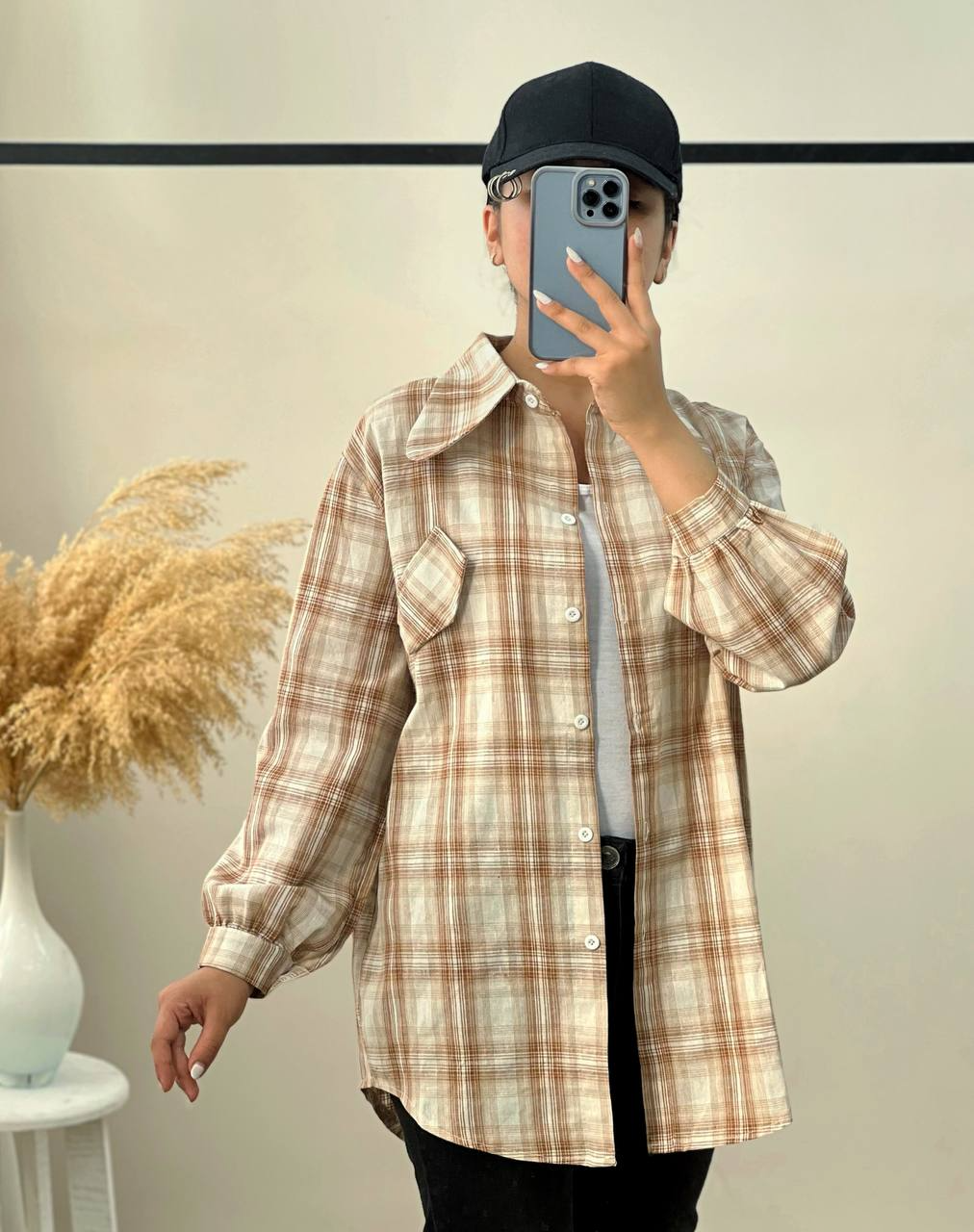 شومیز نخ چهارخونه کد 2797