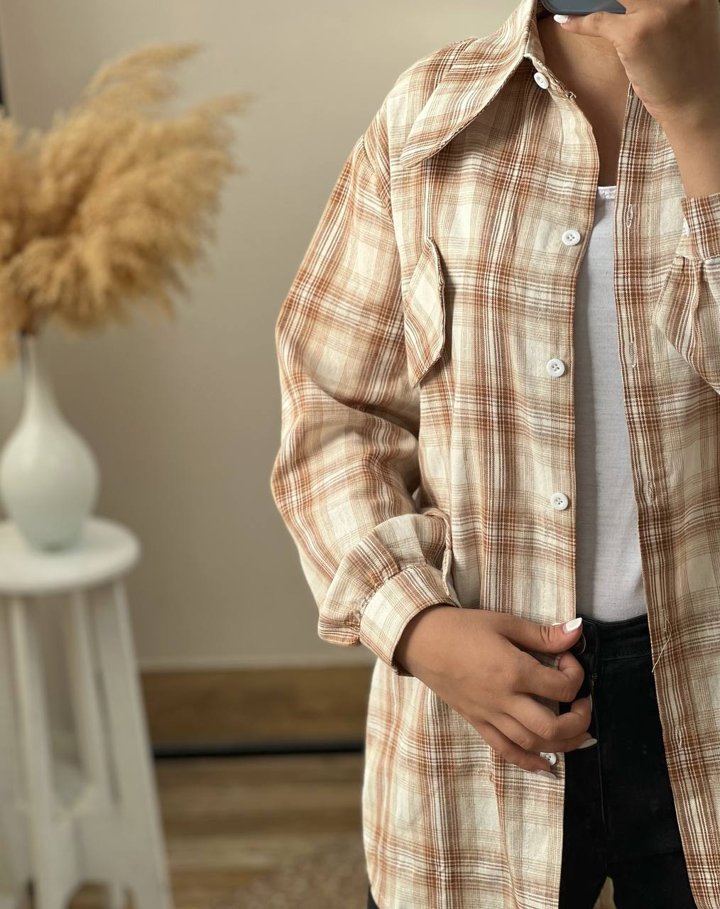 شومیز نخ چهارخونه کد 2797