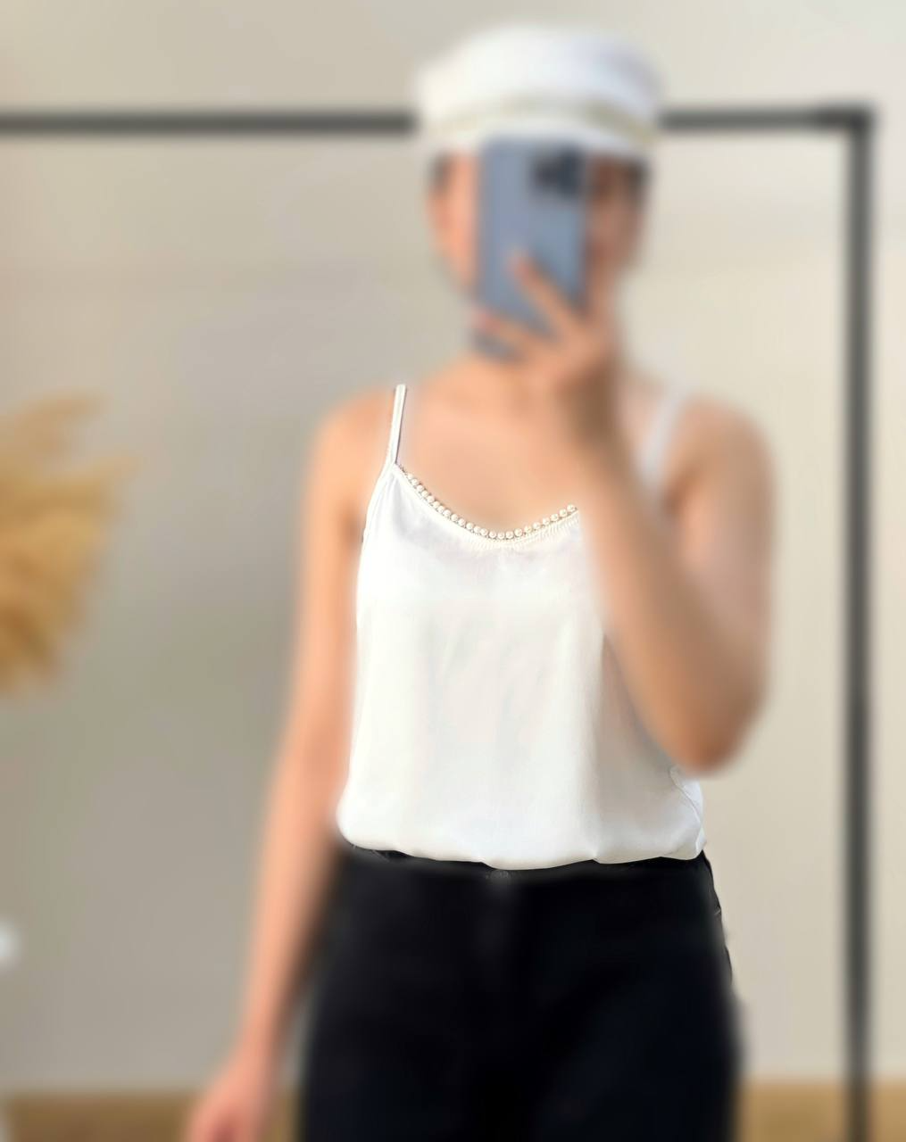 تاپ ساتن یقه مروارید کد 2807