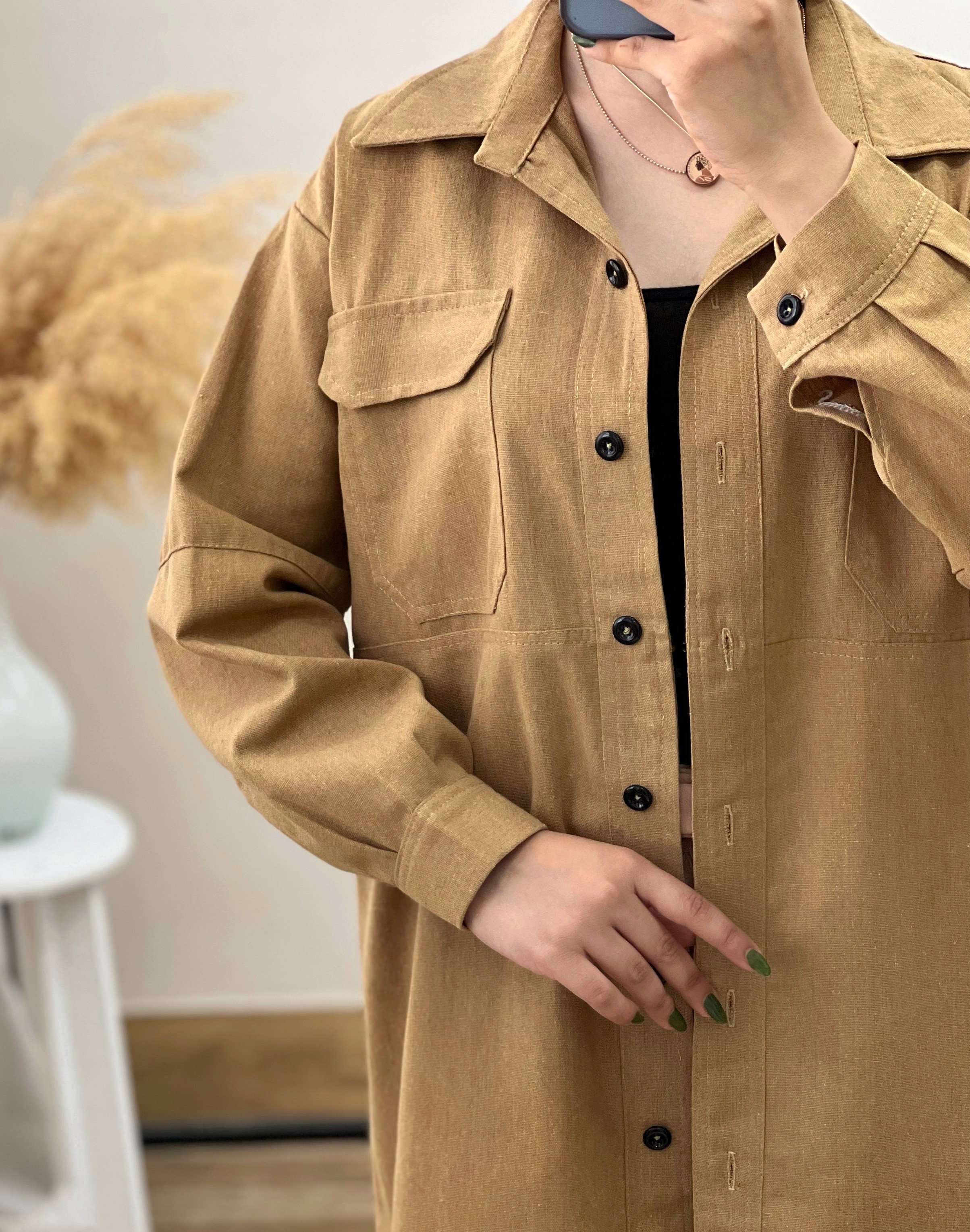 شومیز مانتویی لینن کد 2811