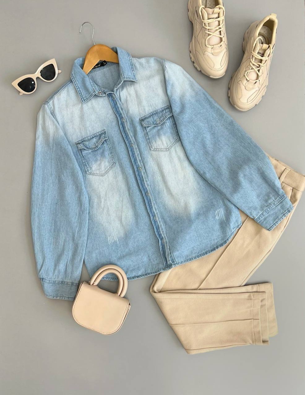 شومیز جین جلو دکمه کد 2813