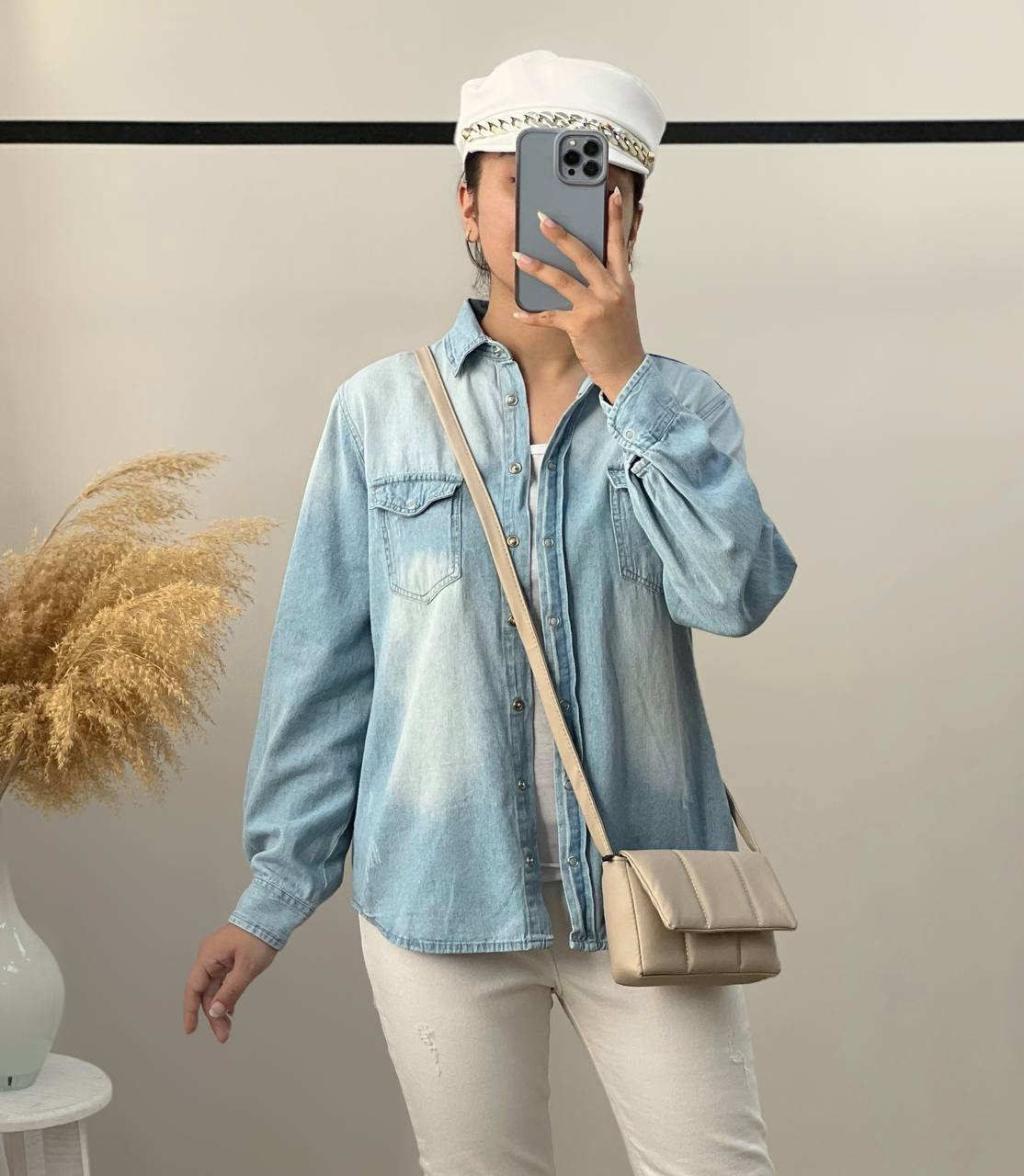 شومیز جین جلو دکمه کد 2813