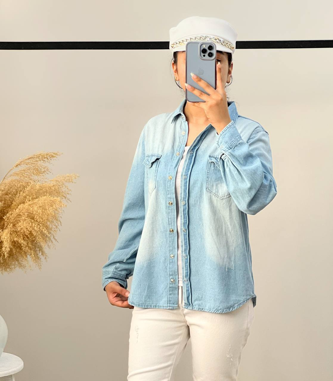 شومیز جین جلو دکمه کد 2813