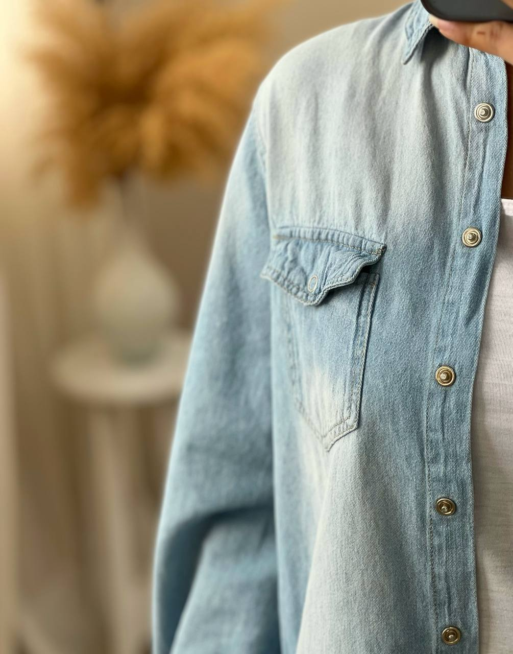 شومیز جین جلو دکمه کد 2813