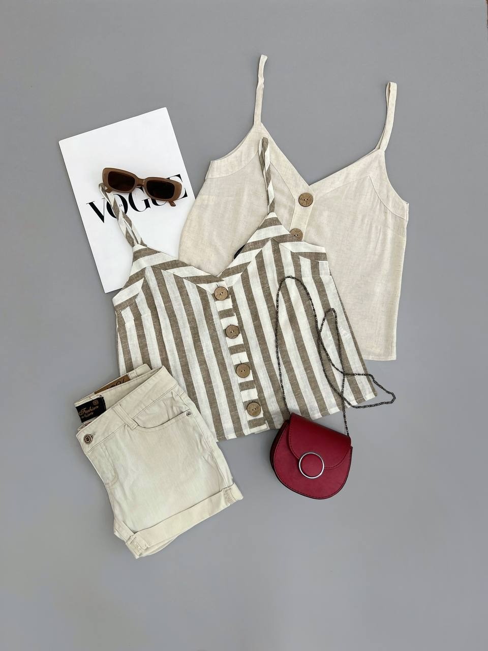 تاپ لینن نخ دکمه چوبی کد 2817