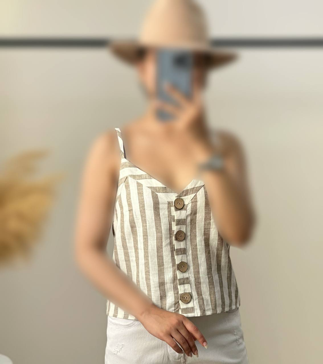 تاپ لینن نخ دکمه چوبی کد 2817