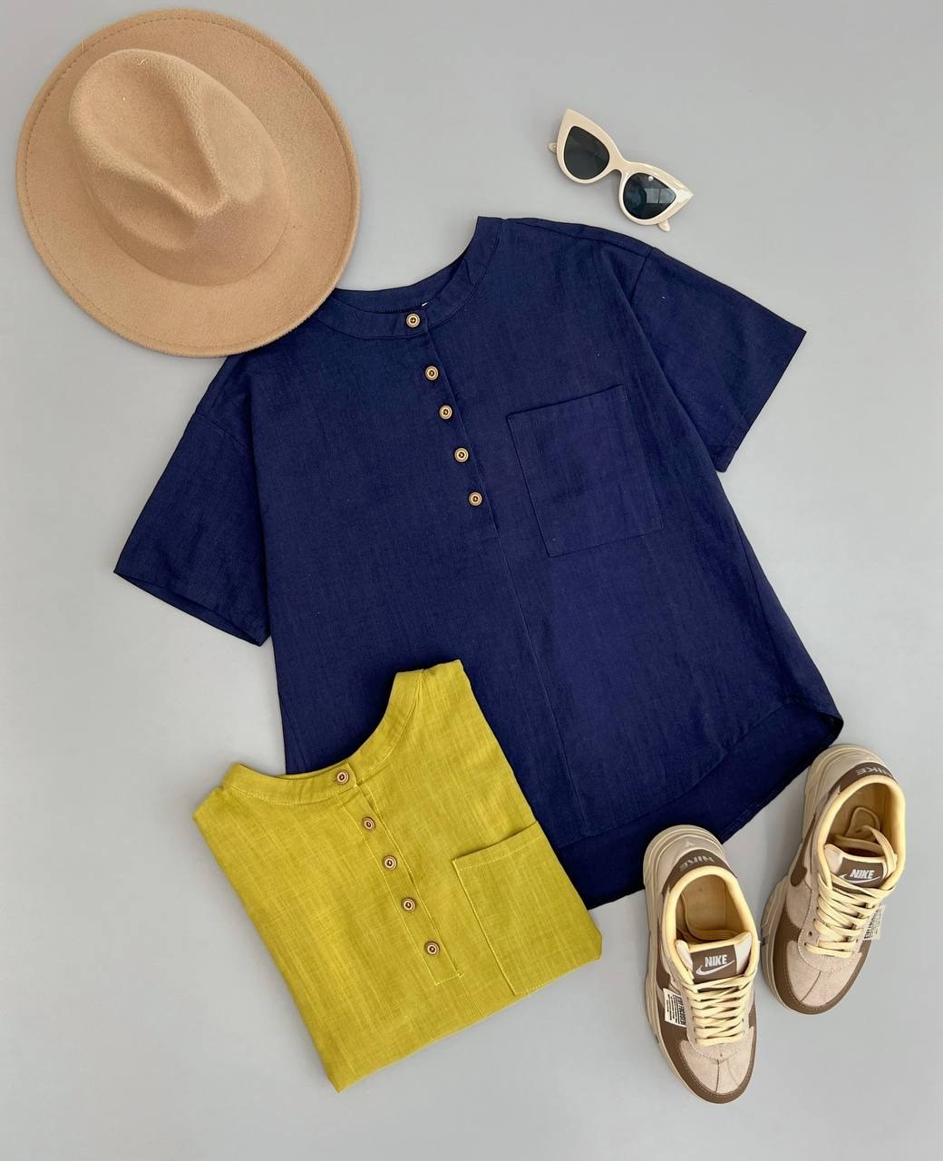 شومیز لینن جلو دکمه کد 2821